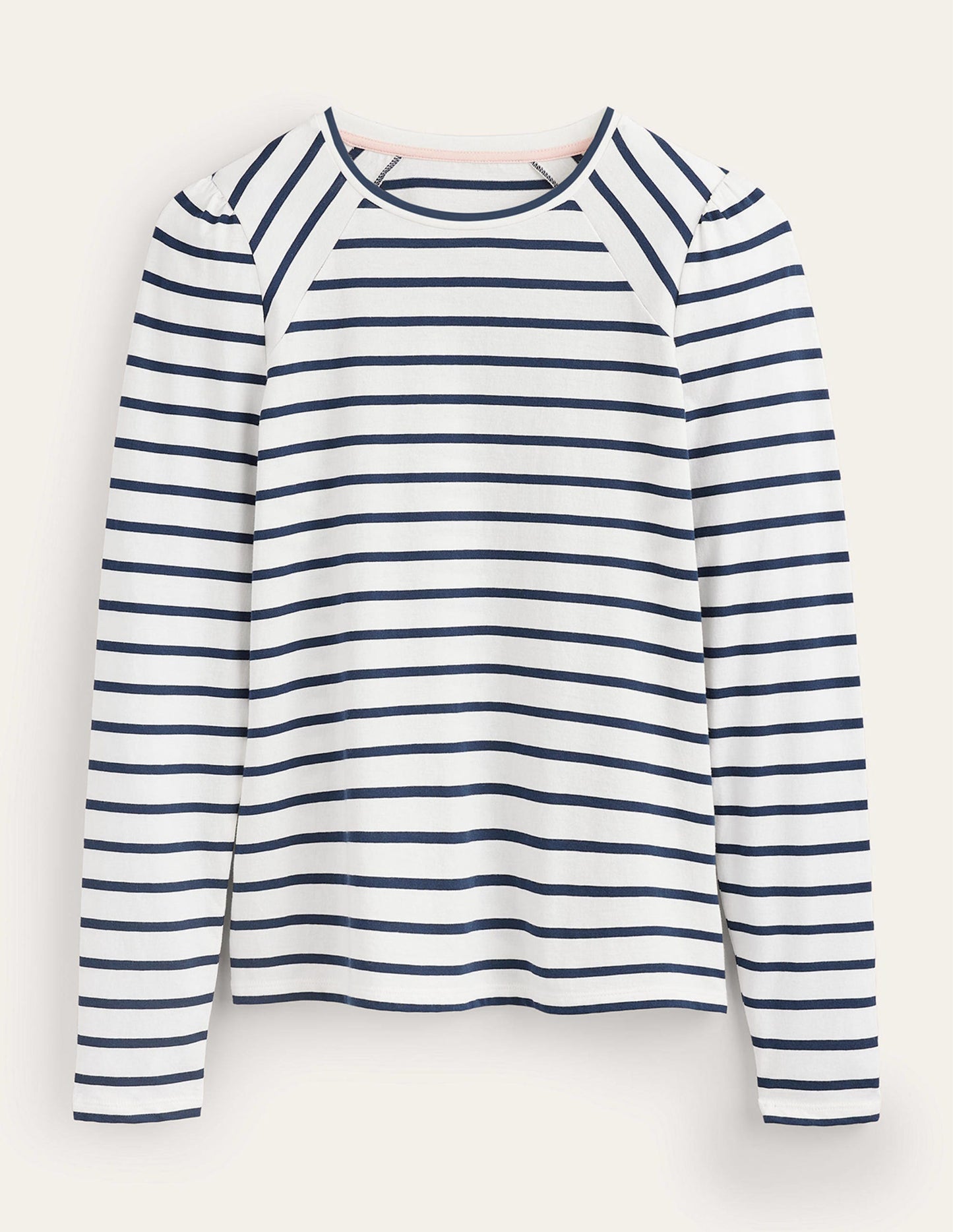 Arabella Gestreiftes T-Shirt-Naturweiß, Französisches Marineblau