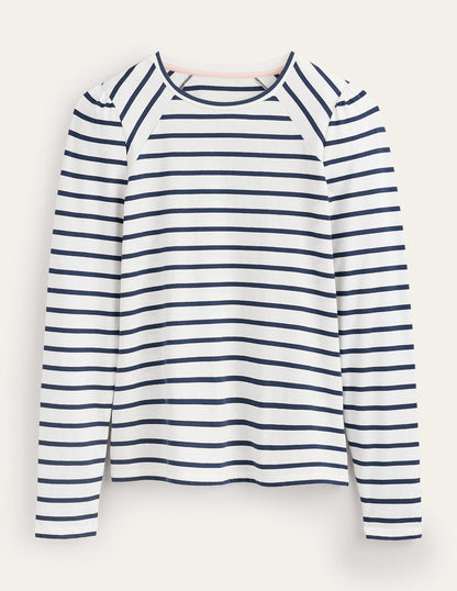 Arabella Gestreiftes T-Shirt-Naturweiß, Französisches Marineblau-5