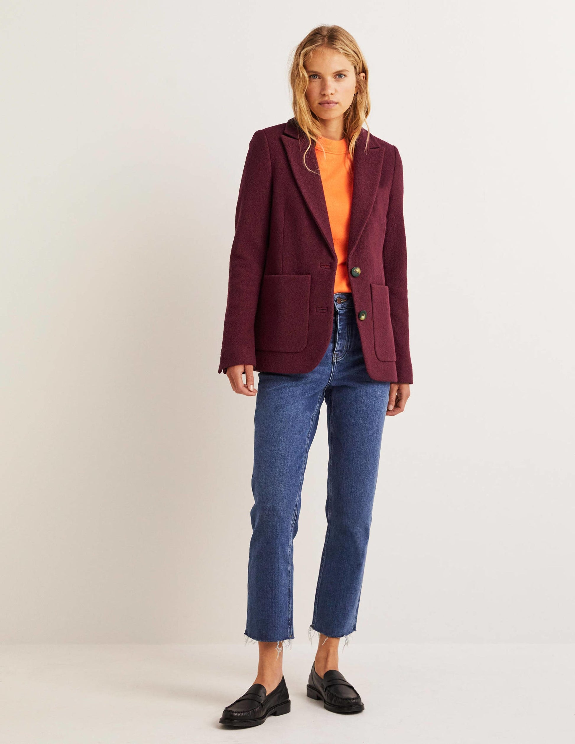 Bella Textured Wool Blazer-Mulled Wine-5