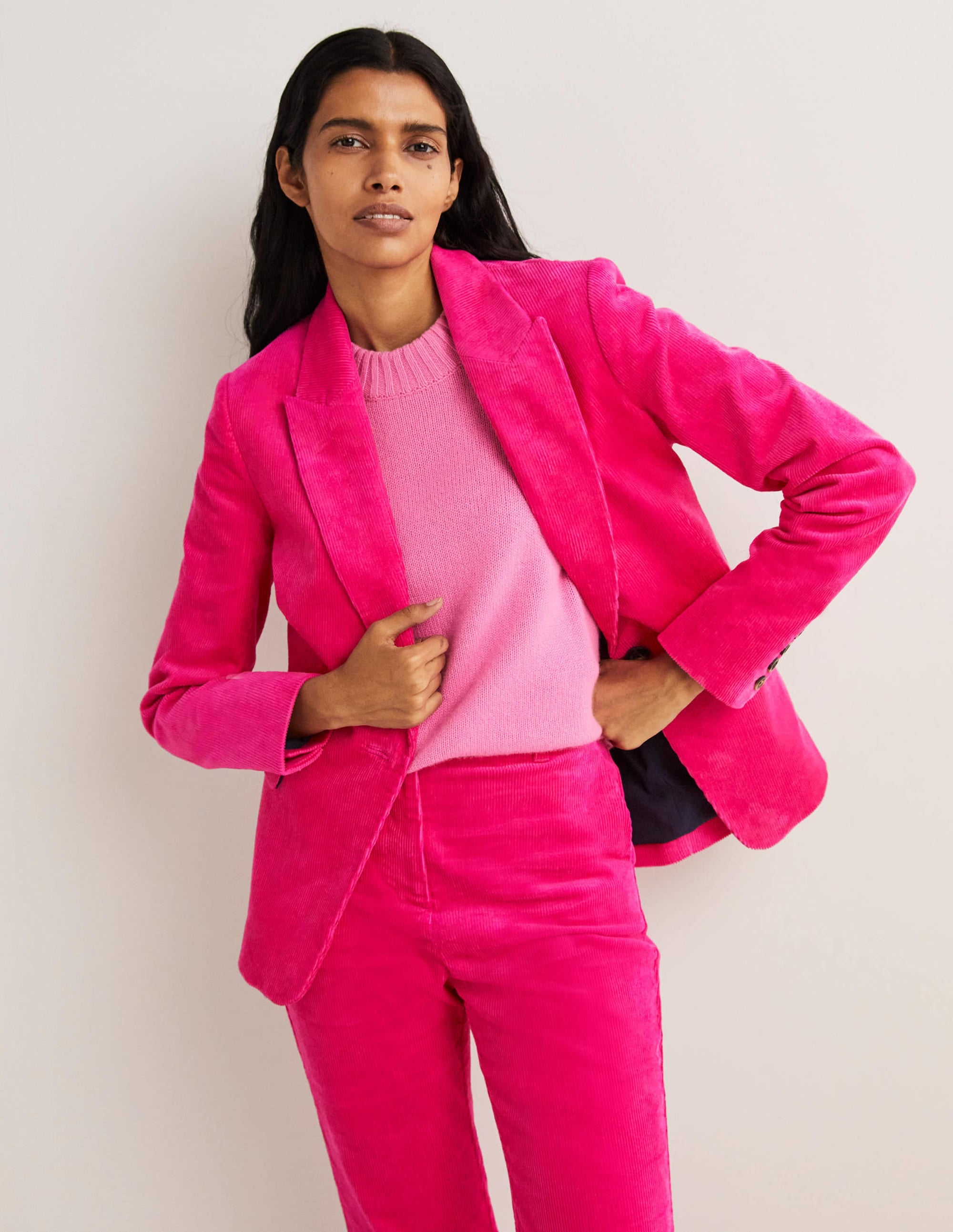 Figurbetonter Cord-Blazer-Wassermelonenrosa - Image 1