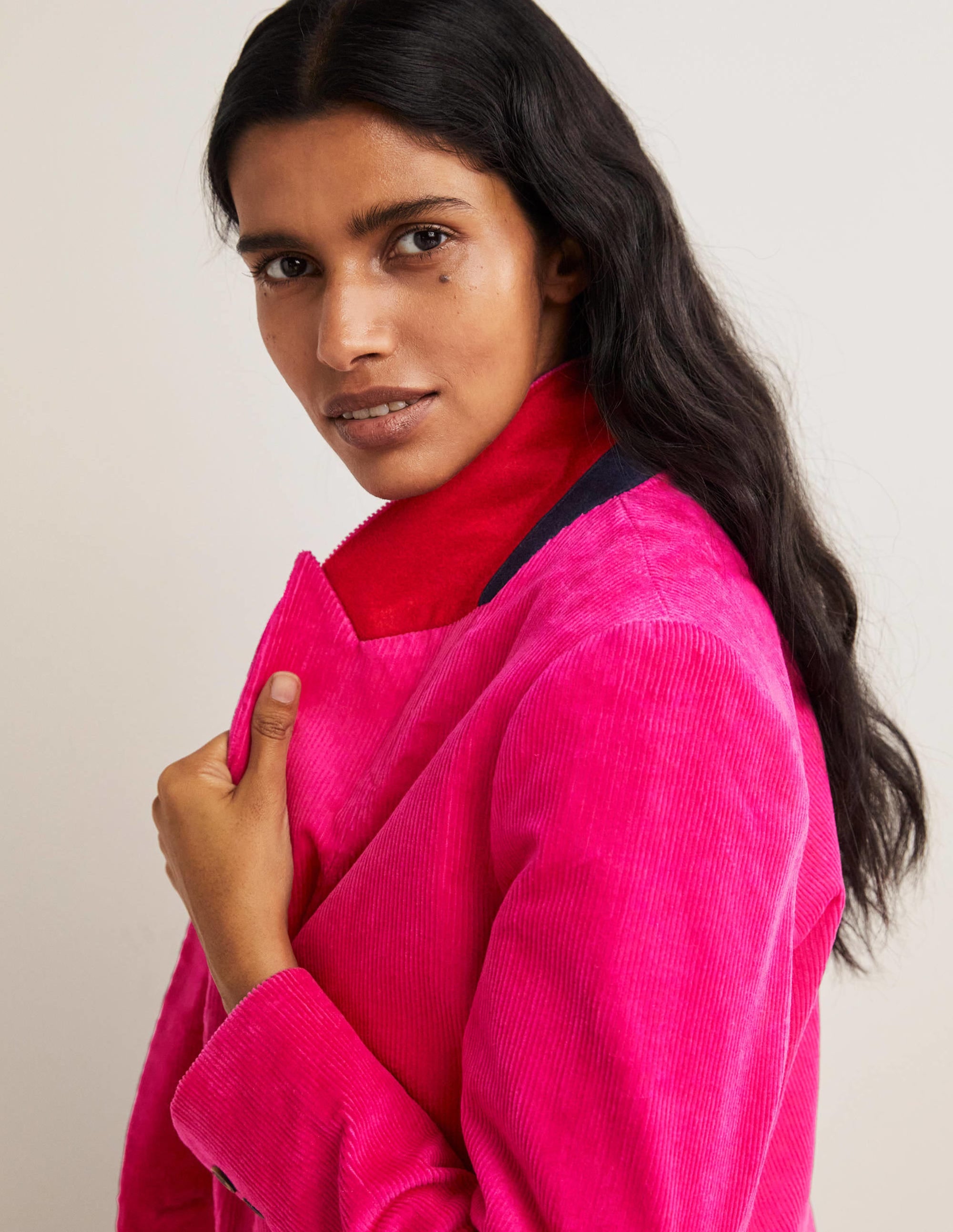 Figurbetonter Cord-Blazer-Wassermelonenrosa - Image 2