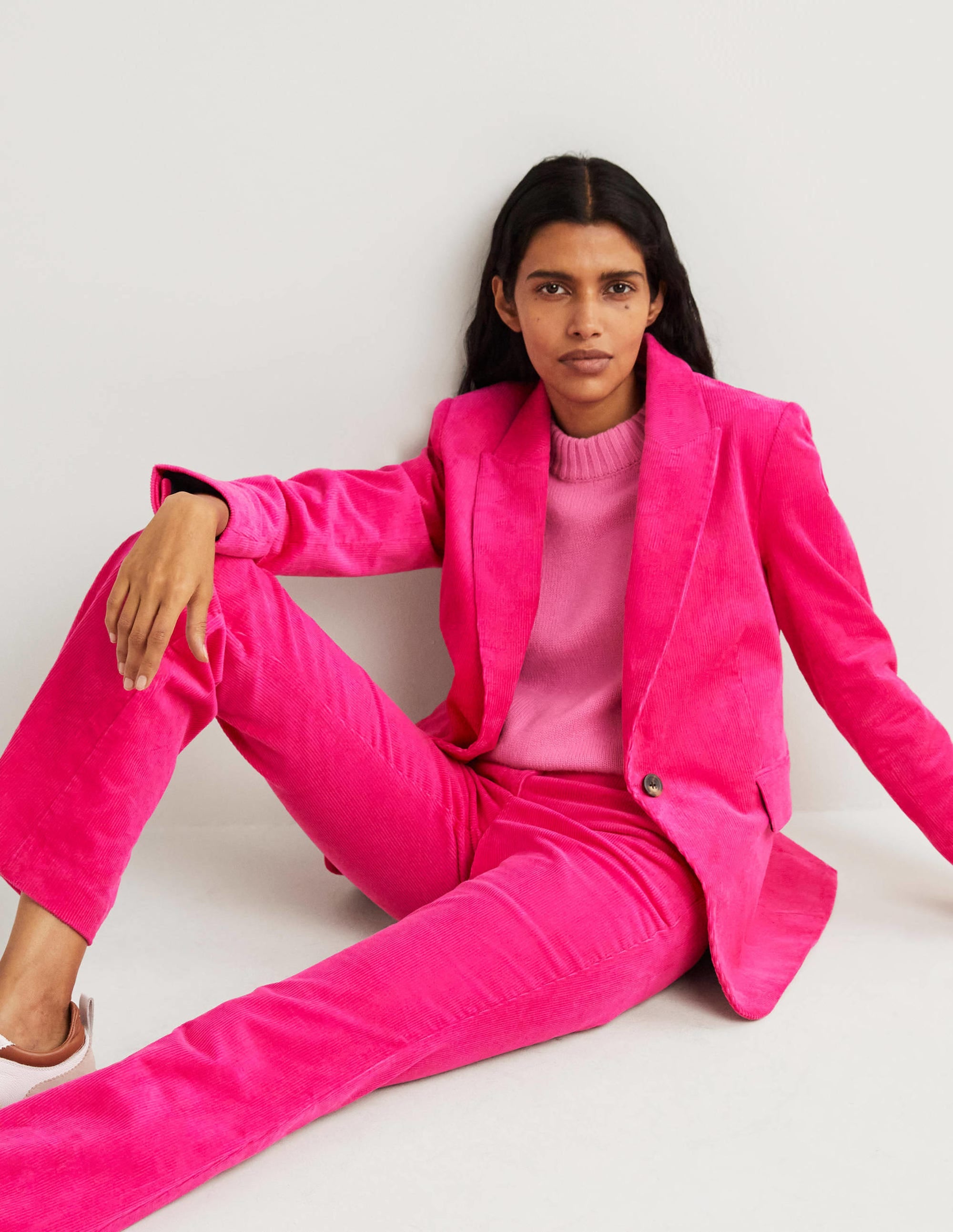 Figurbetonter Cord-Blazer-Wassermelonenrosa - Image 4