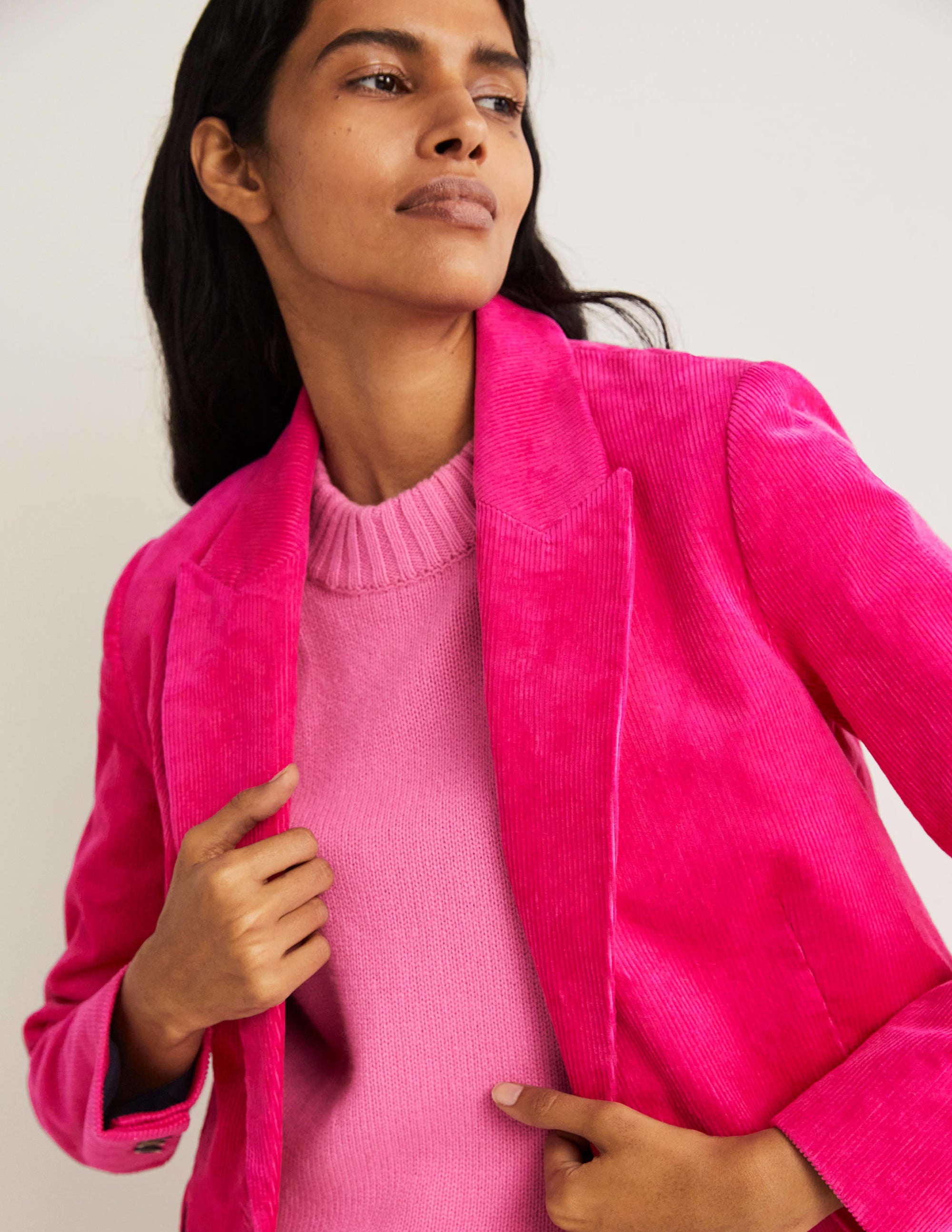 Figurbetonter Cord-Blazer-Wassermelonenrosa - Image 5