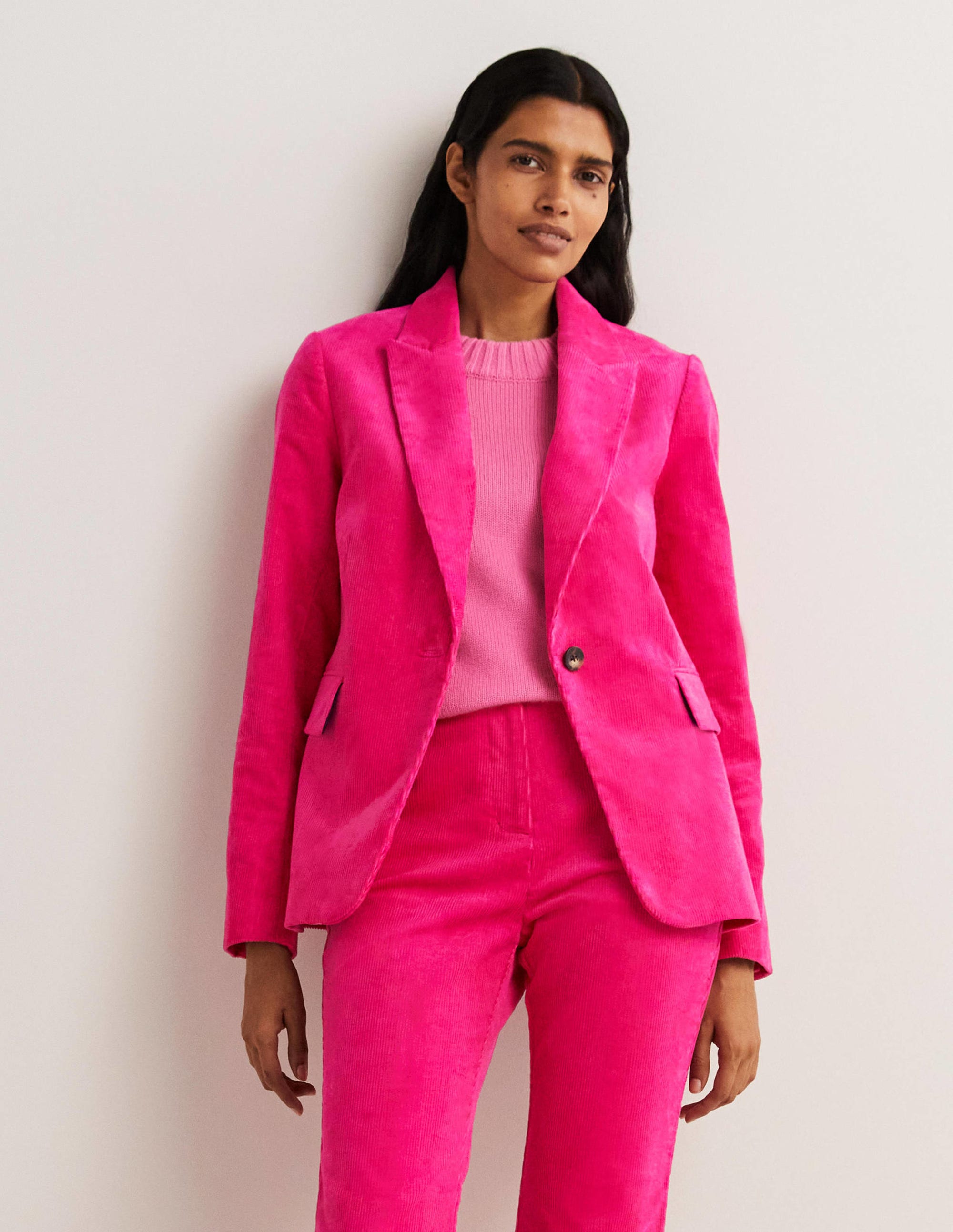 Figurbetonter Cord-Blazer-Wassermelonenrosa - Image 6