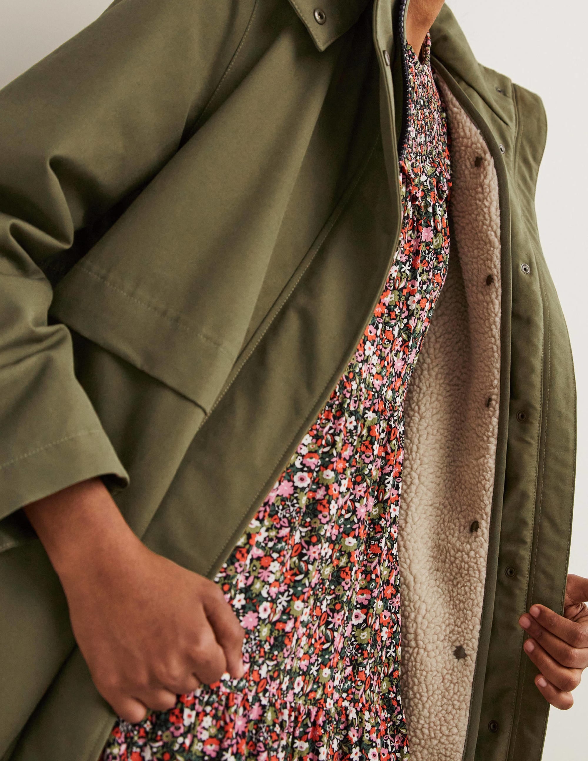 Parka imperméable avec doublure en borg-Vert basilic - Image 2