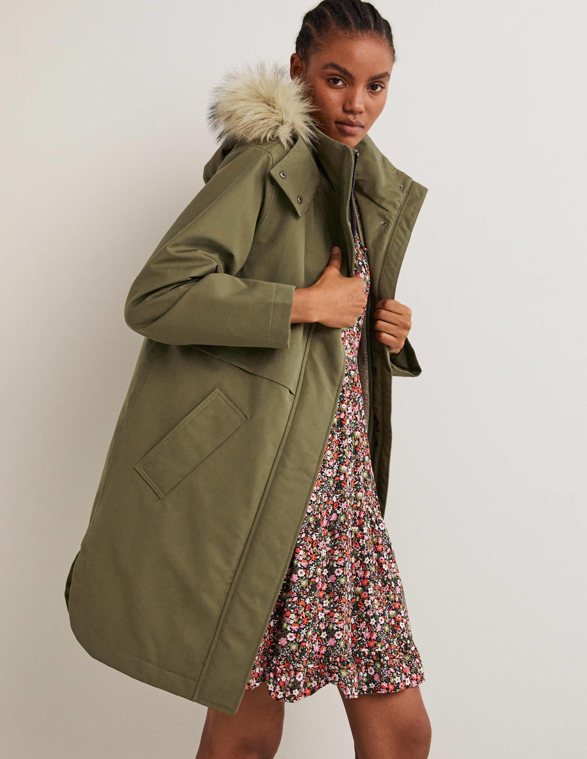 Parka imperméable avec doublure en borg-Vert basilic - Image 4