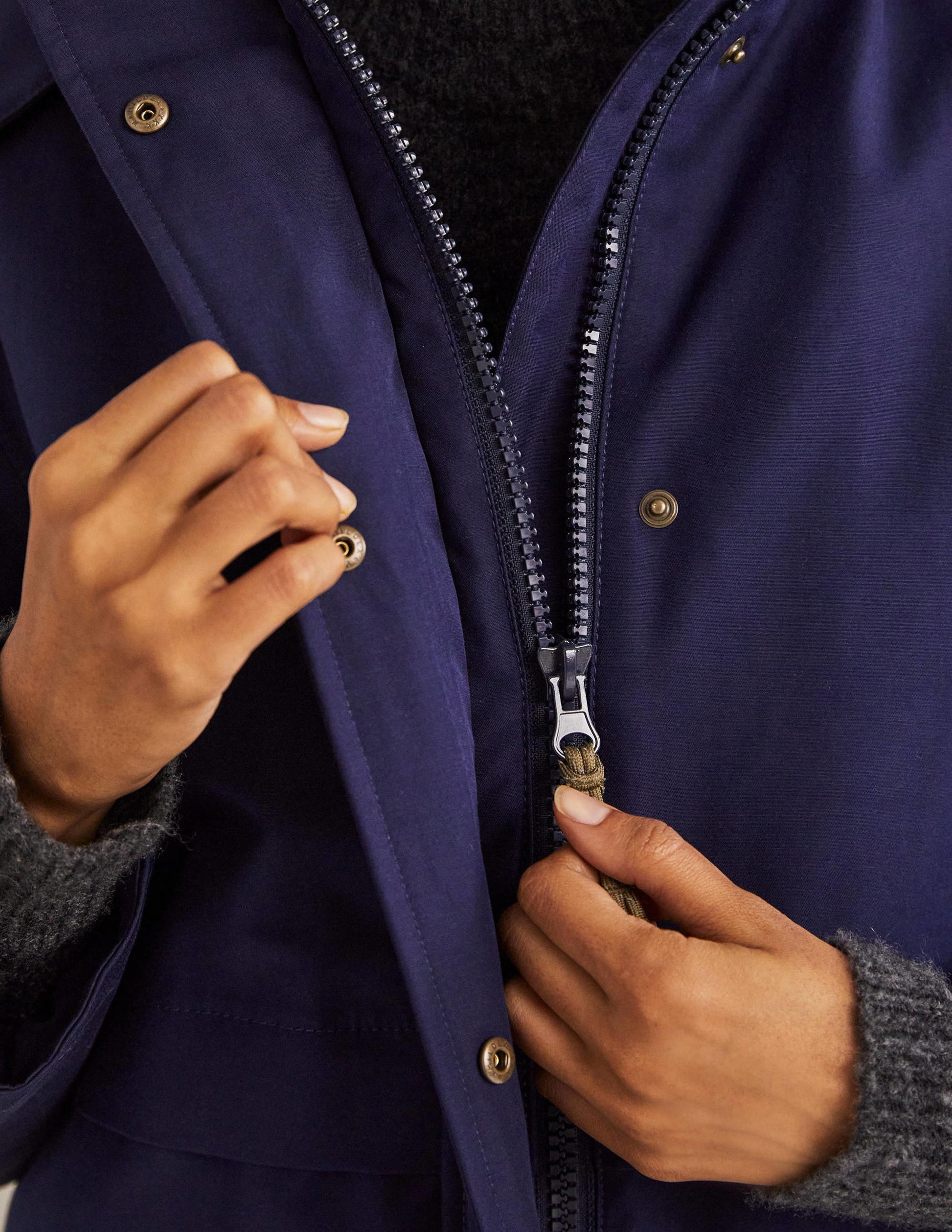 Waterproof Borg Lined Parka-Navy-2