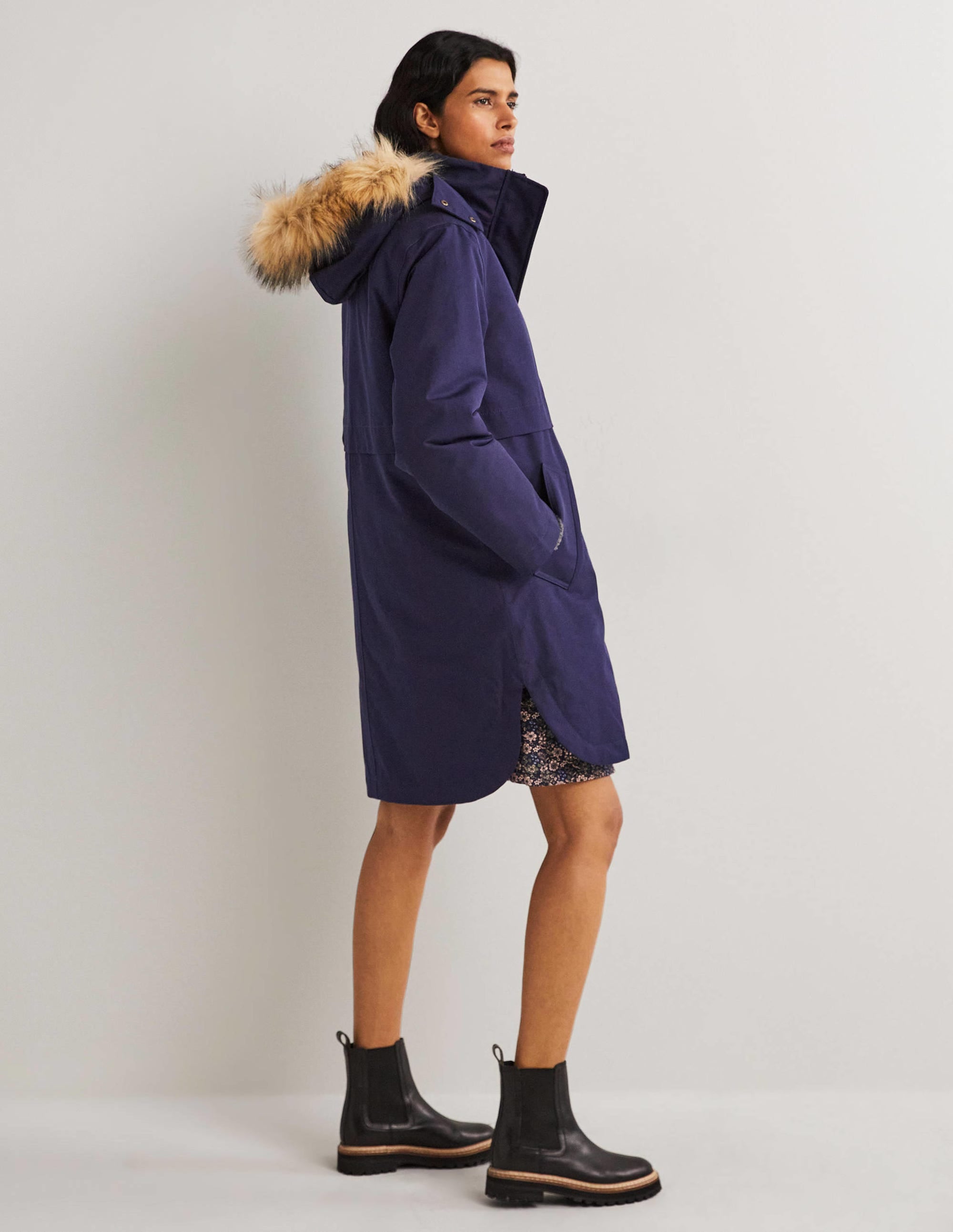 Waterproof Borg Lined Parka-Navy - Image 3