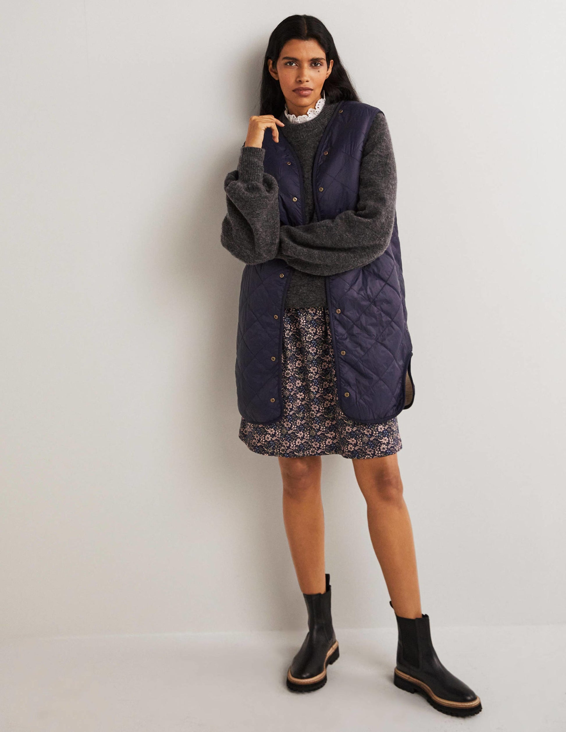 Waterproof Borg Lined Parka-Navy-5