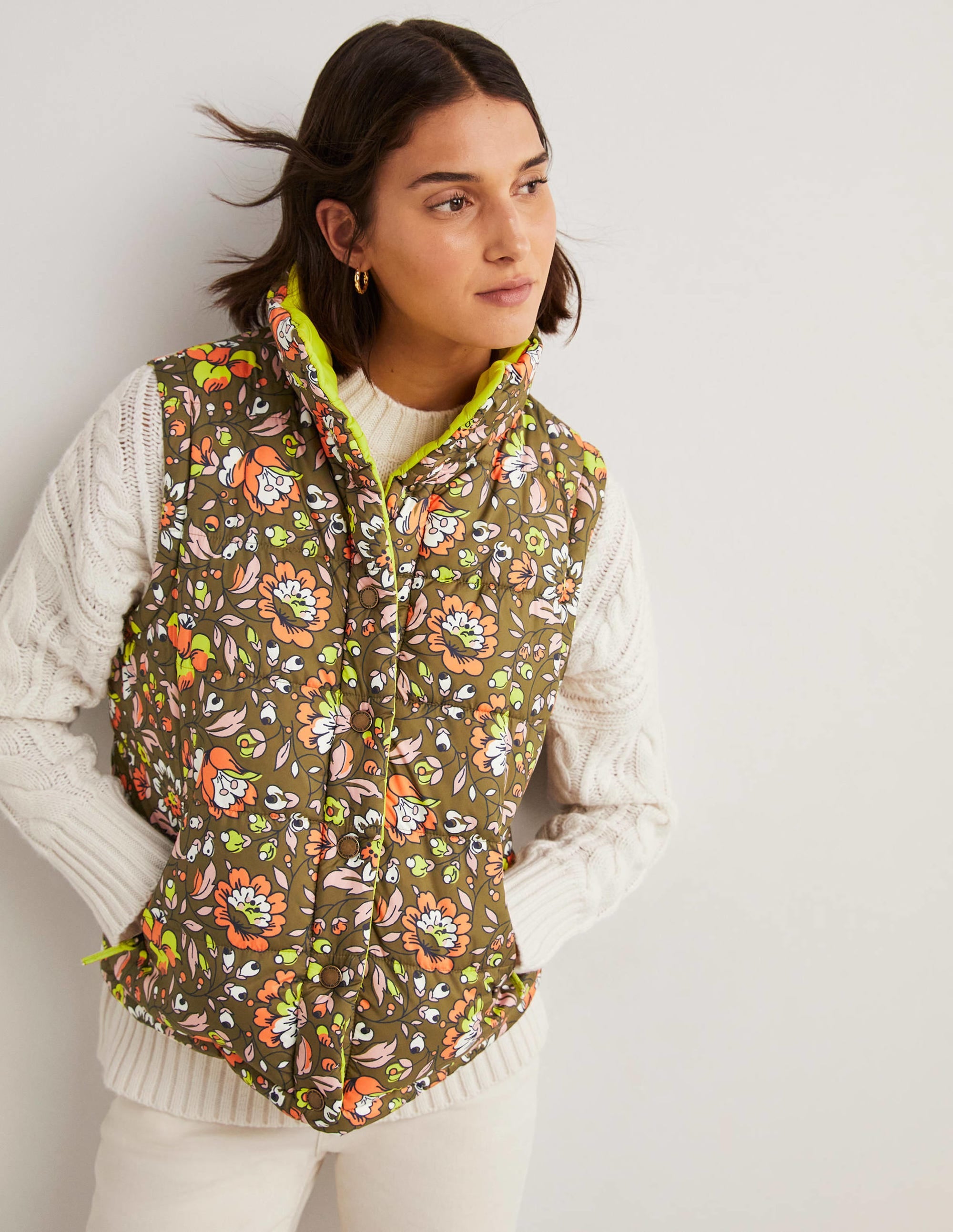 Veste sans manches réversible-Basilic, motif Botanic Meadow - Image 1