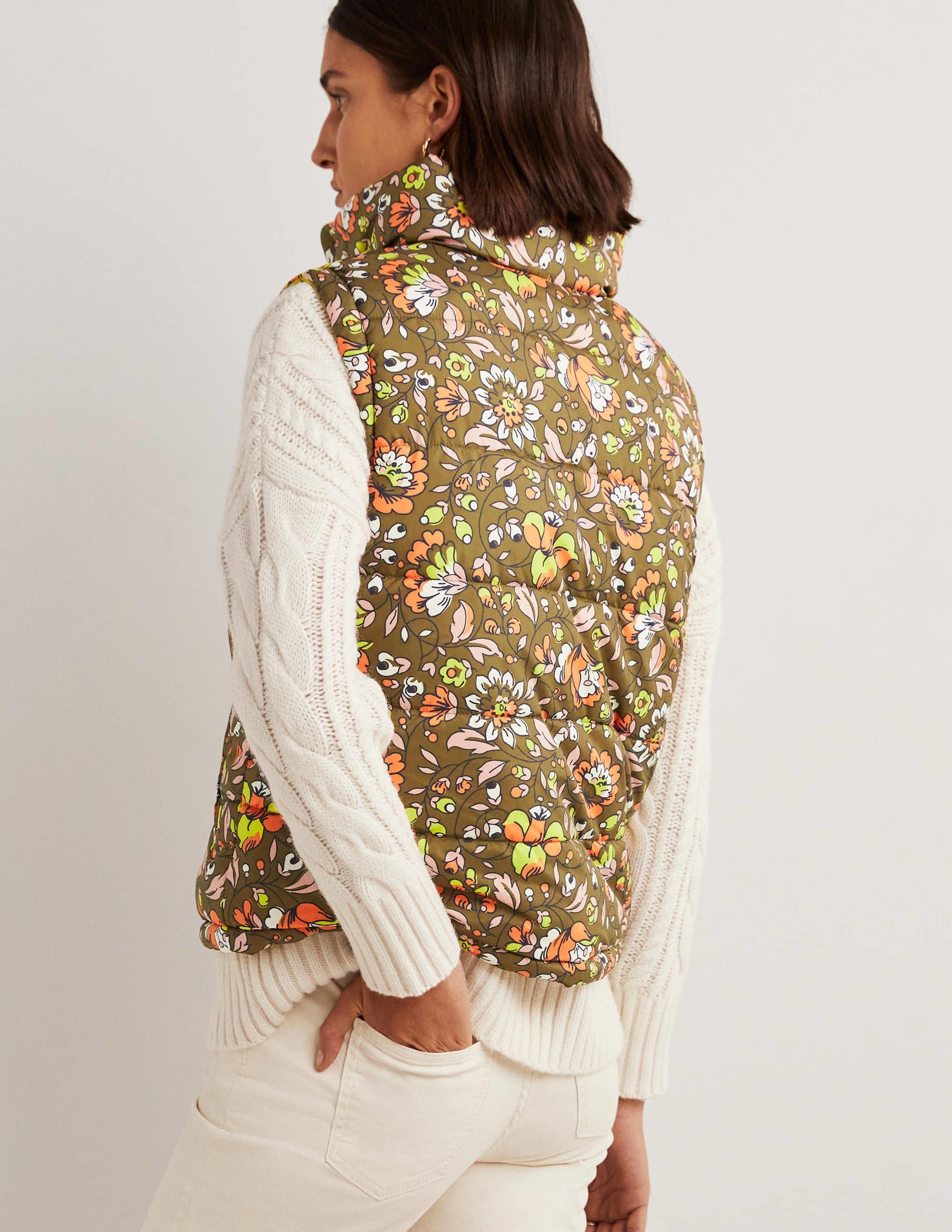 Veste sans manches réversible-Basilic, motif Botanic Meadow-3