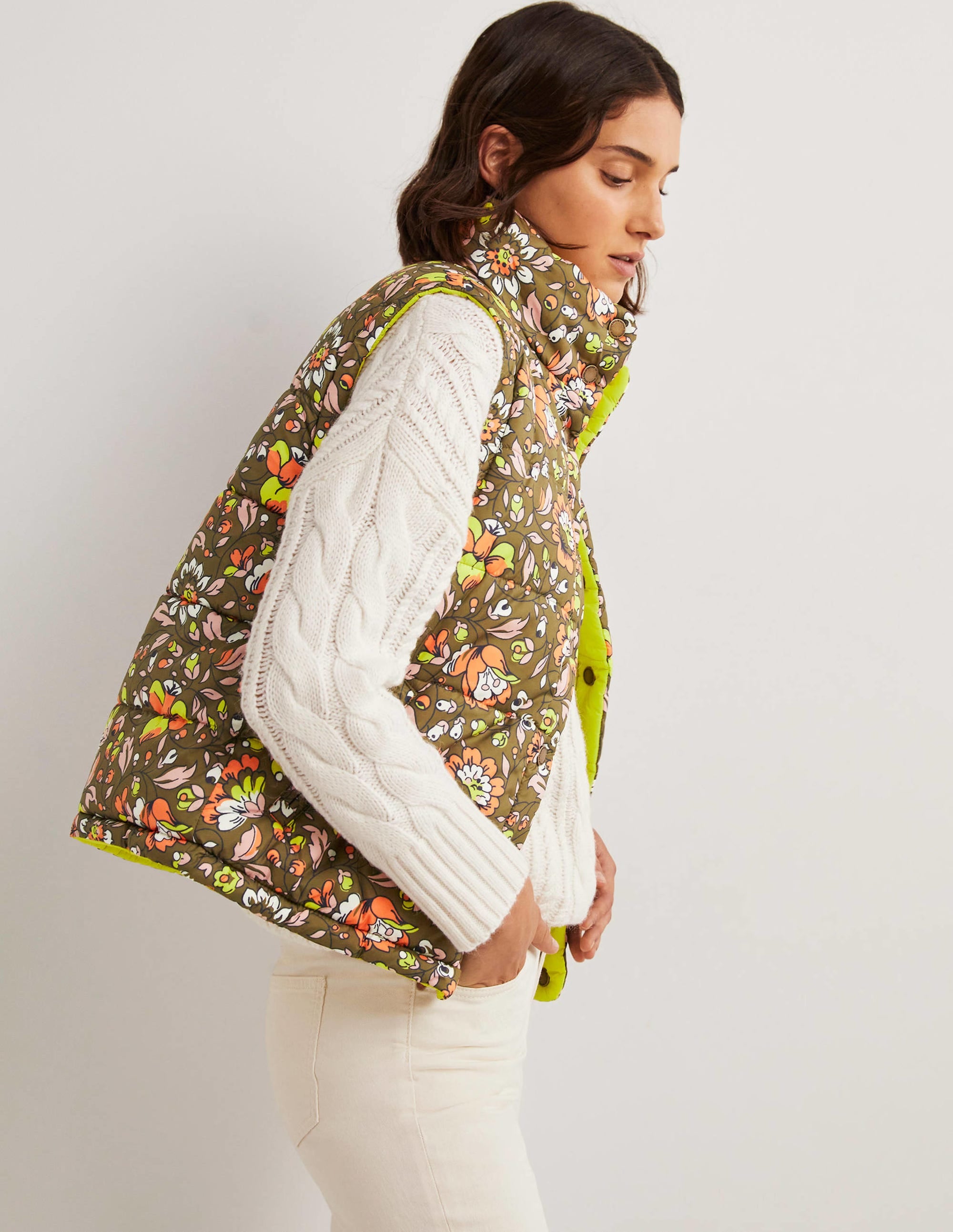 Veste sans manches réversible-Basilic, motif Botanic Meadow - Image 4
