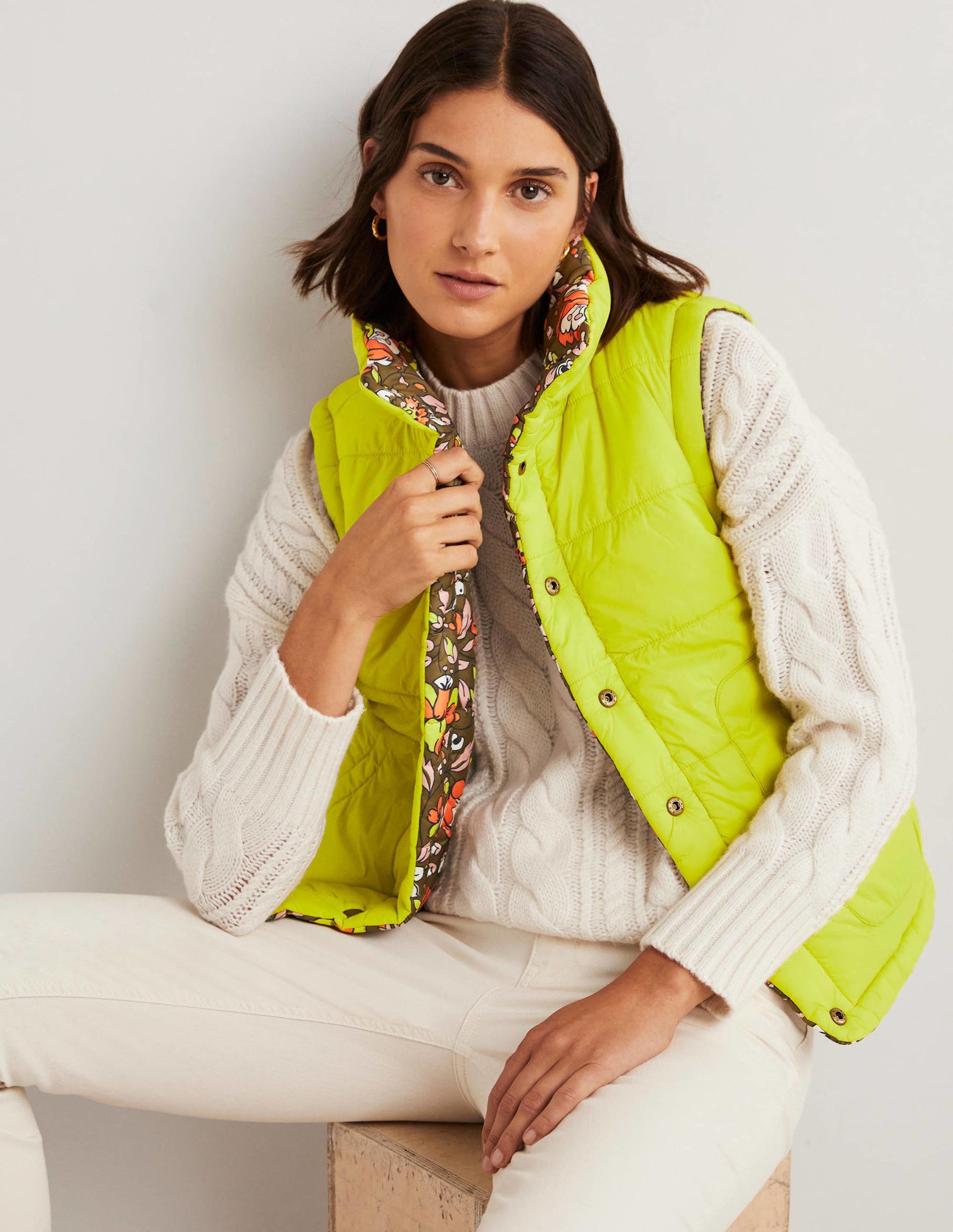 Veste sans manches réversible-Basilic, motif Botanic Meadow-5