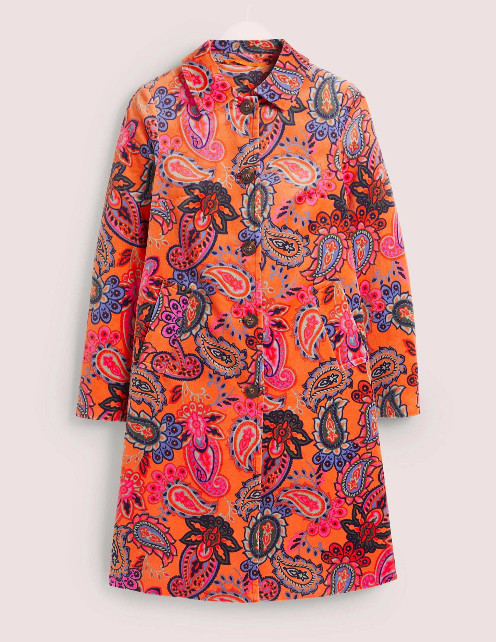 Elizabeth Mantel aus Samt-Gedecktes Orange, Paisleymuster-7