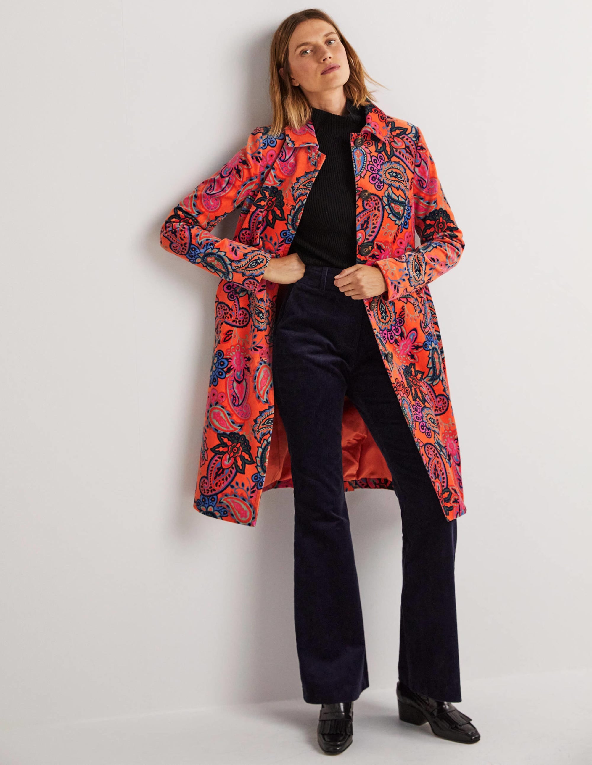 Elizabeth Mantel aus Samt-Gedecktes Orange, Paisleymuster - Image 1