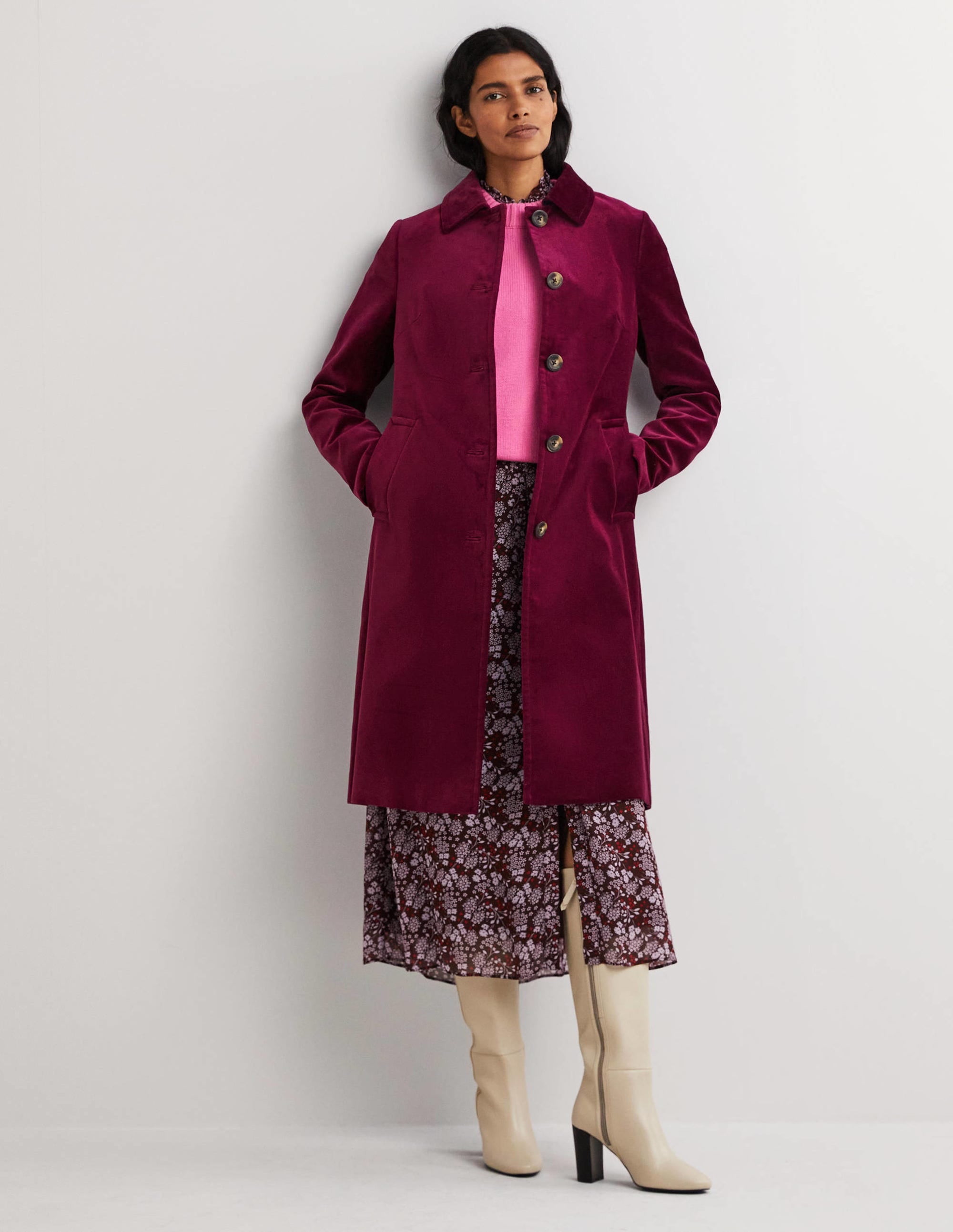 Manteau Elizabeth en velours-Vin chaud - Image 1