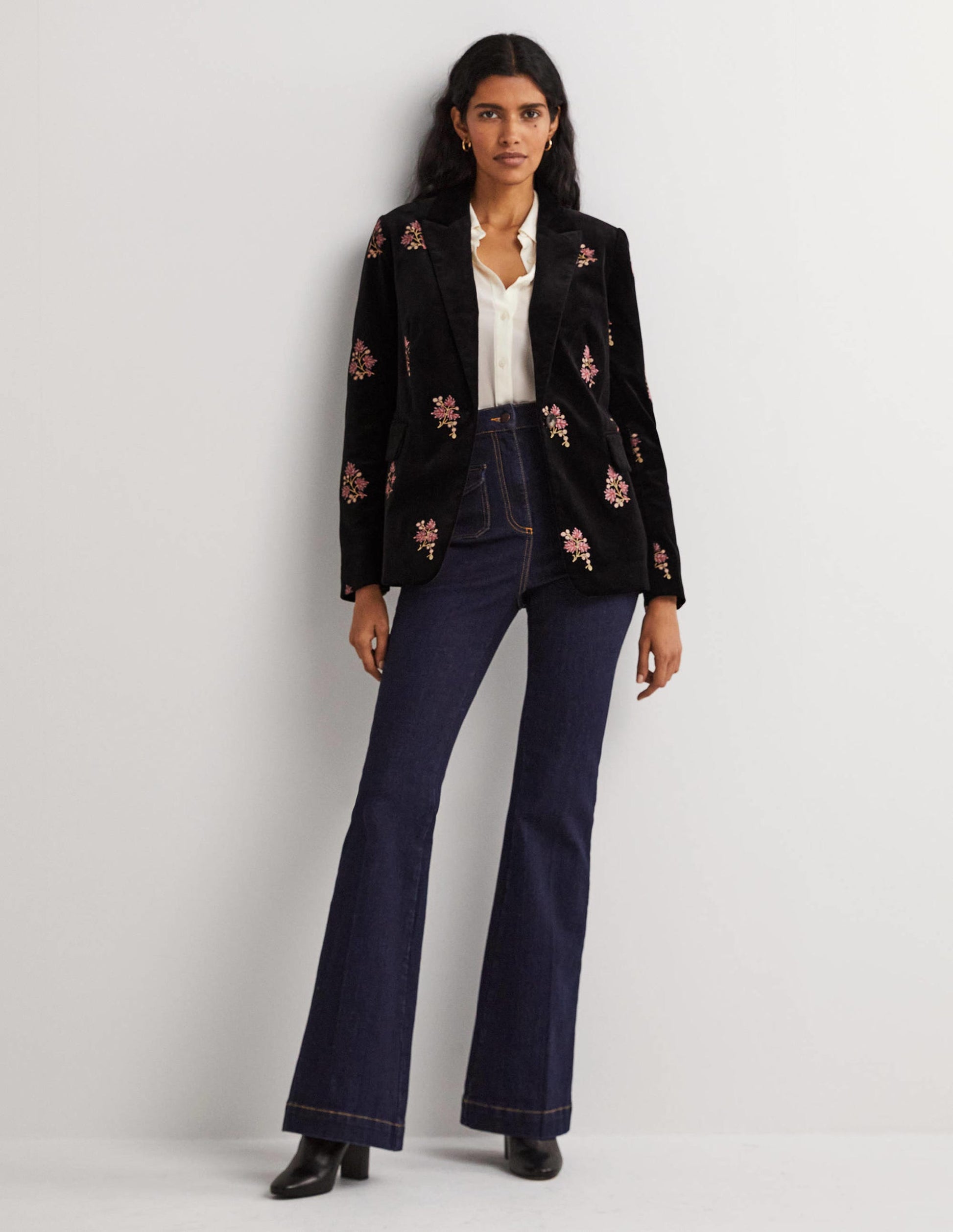 Blazer chic façon années 70-Noir, brodé-5