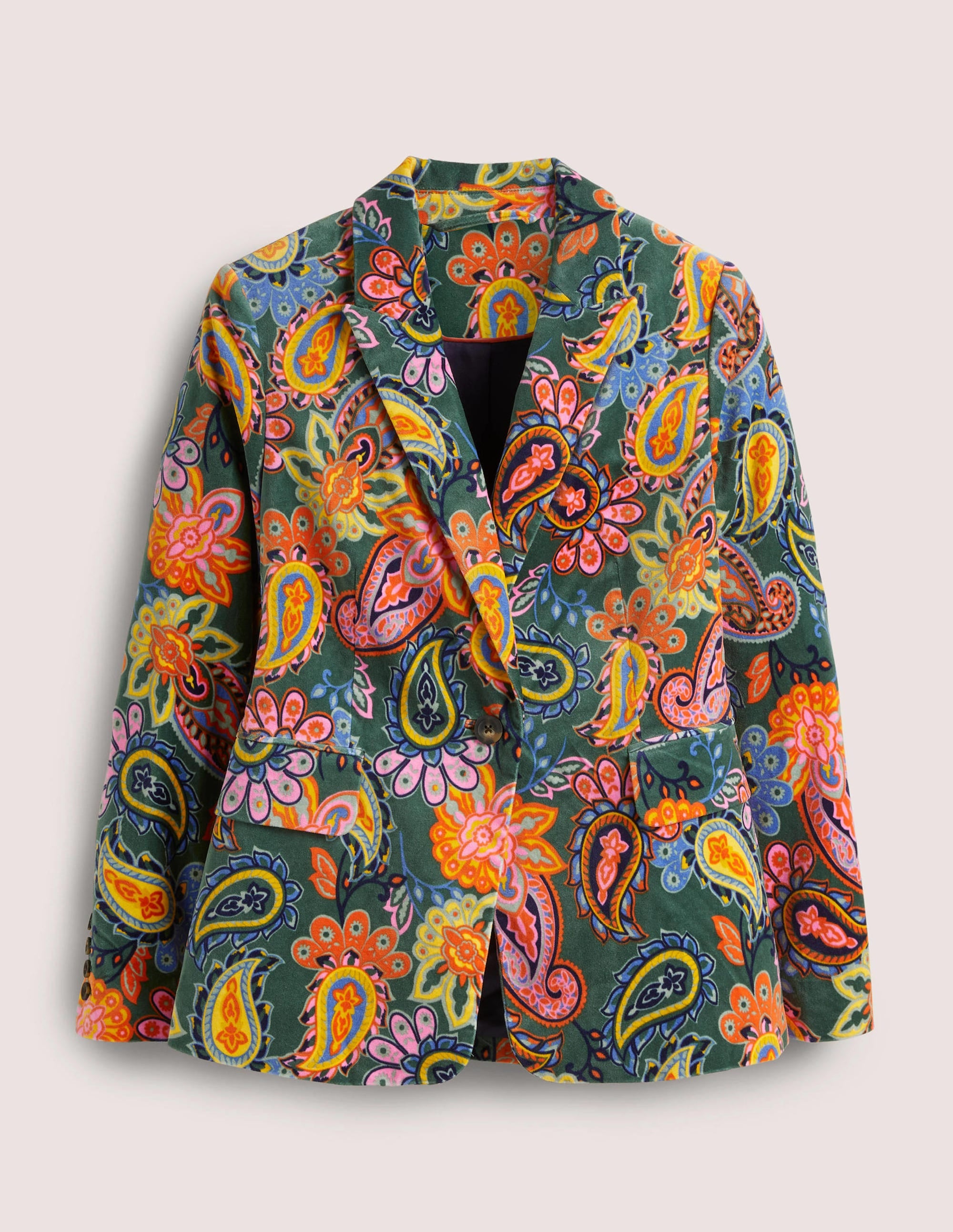 70s Tailored Blazer-Trekking Green, Paisley Charm - Image 8