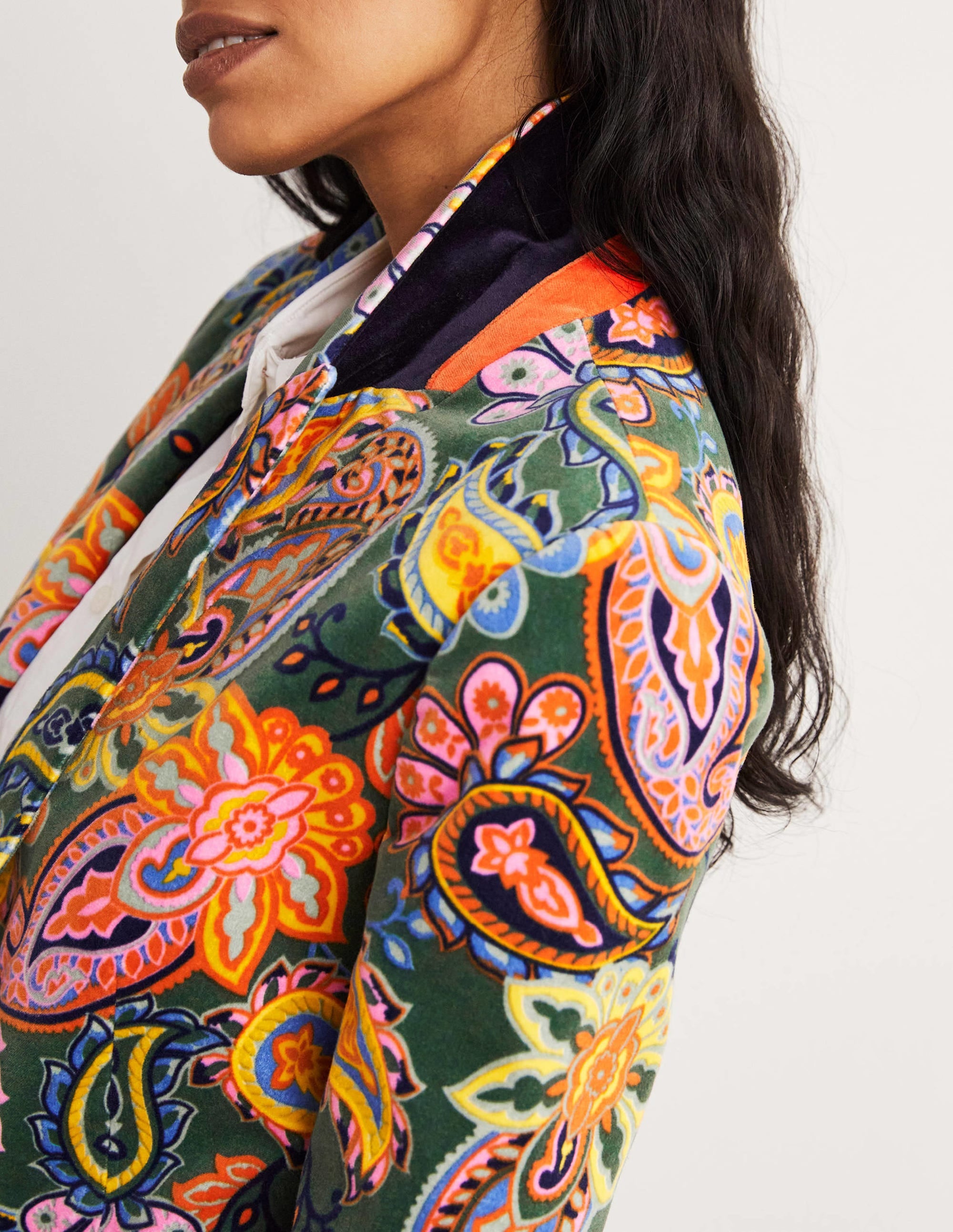 70s Tailored Blazer-Trekking Green, Paisley Charm - Image 2