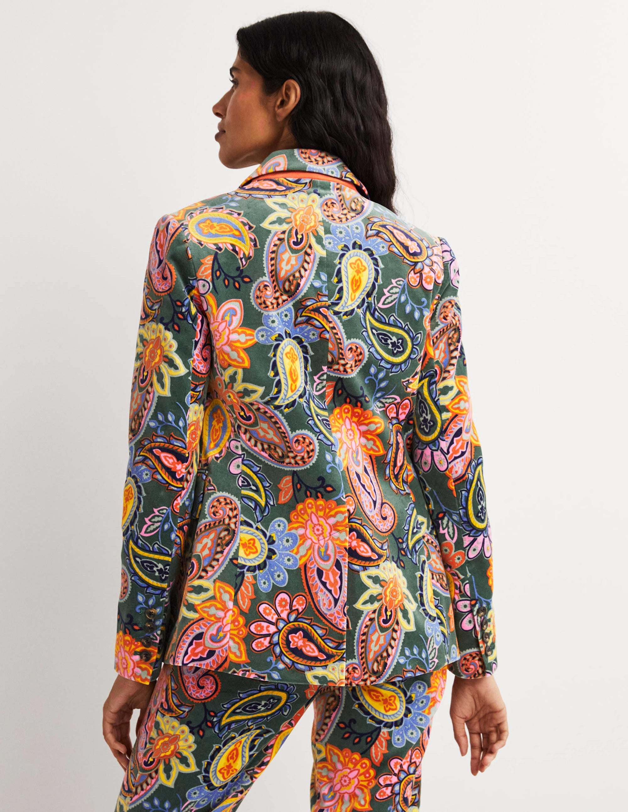 70s Tailored Blazer-Trekking Green, Paisley Charm - Image 3