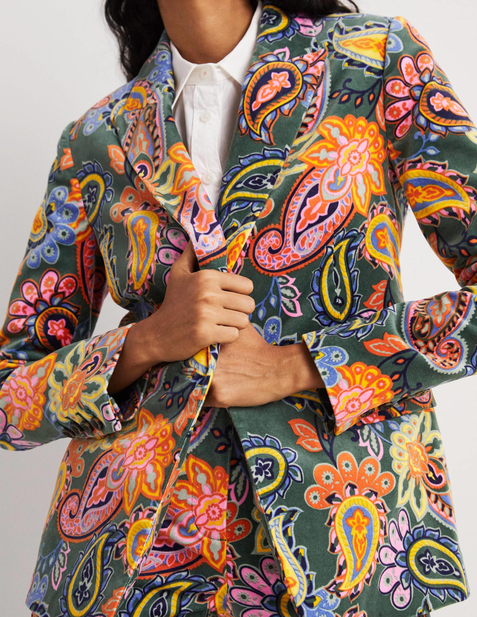 70s Tailored Blazer-Trekking Green, Paisley Charm - Image 4