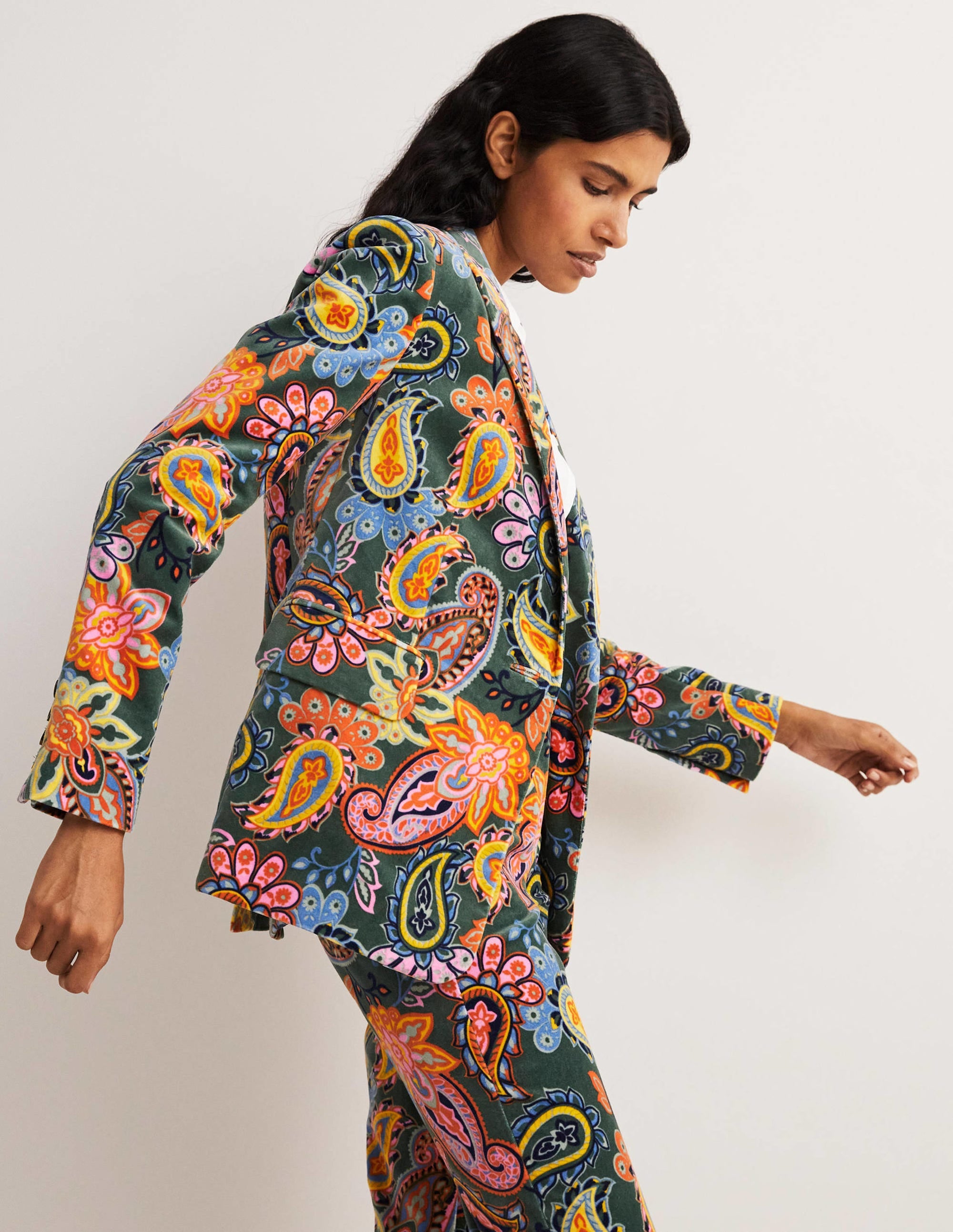 70s Tailored Blazer-Trekking Green, Paisley Charm - Image 5