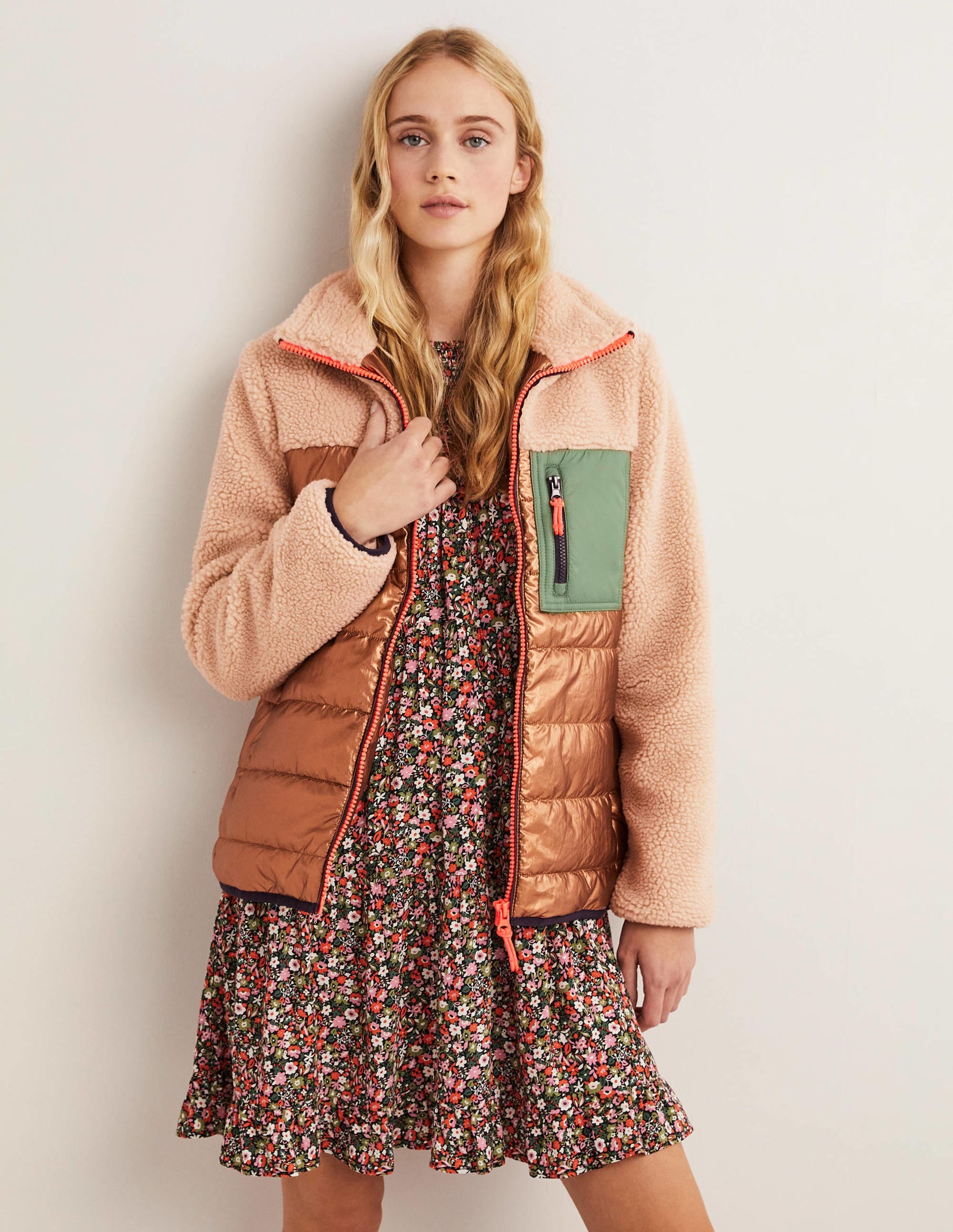 Steppjacke aus Borg-Metallic/Natur, Borg - Image 1