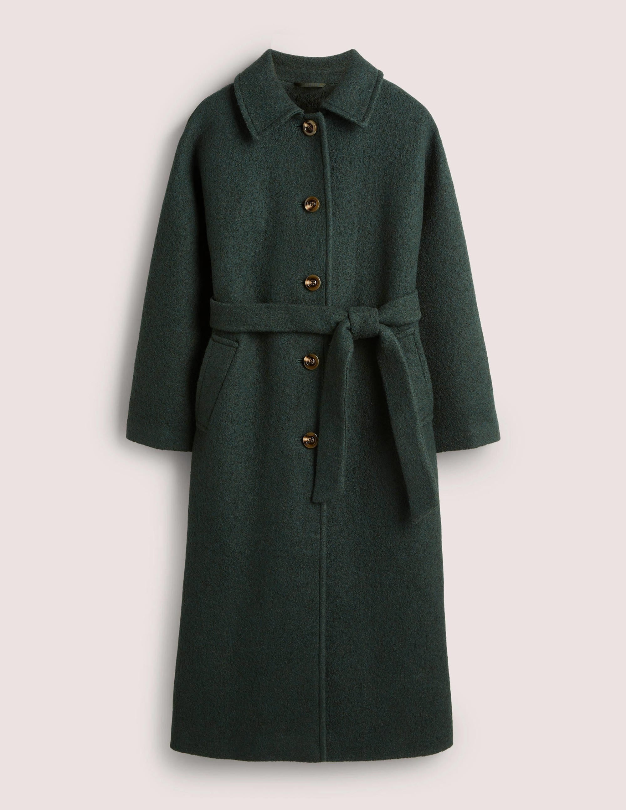 Manteau long à ceinture en laine texturée-Albete - Image 5