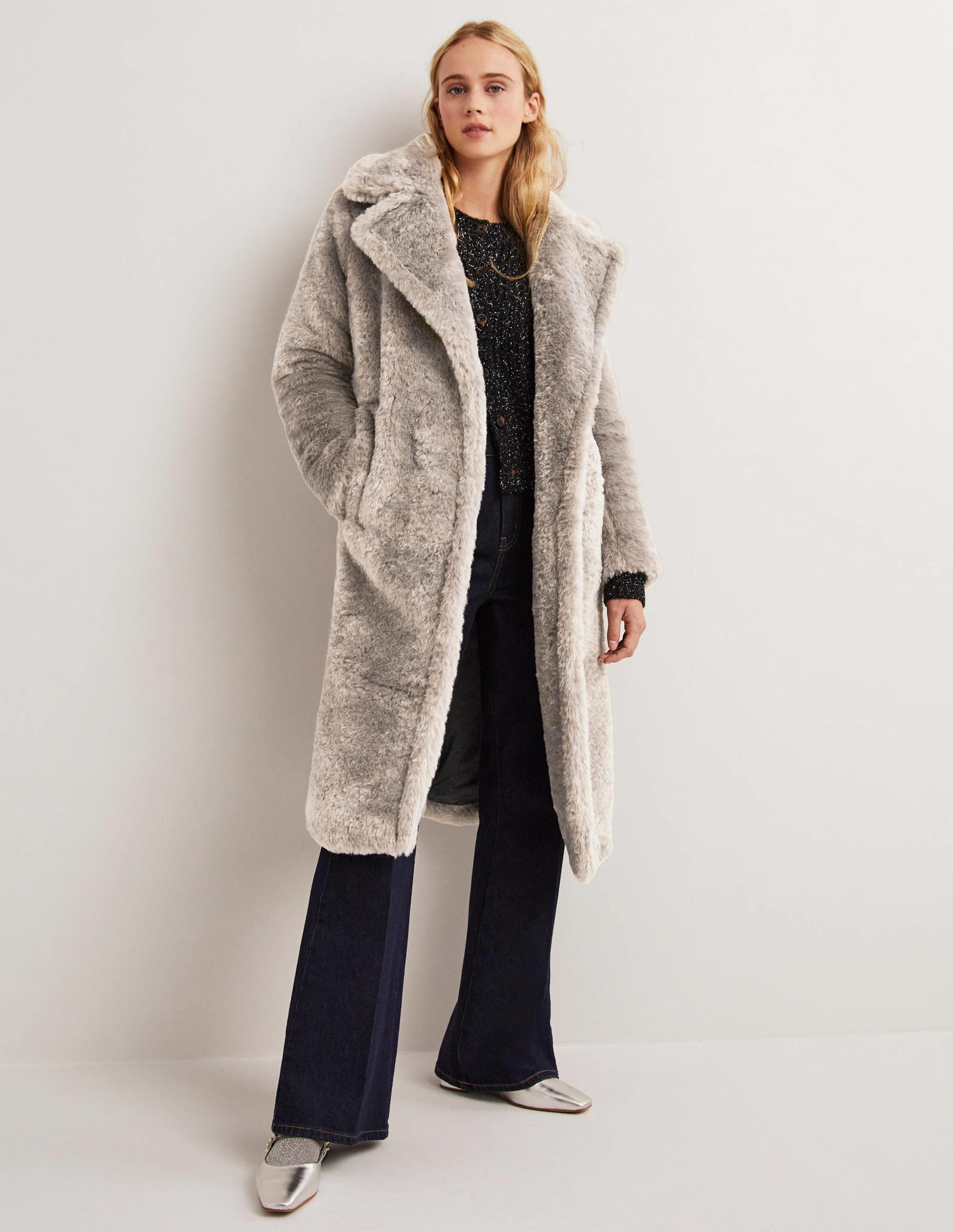 Langer Teddy-Mantel-Anthrazit - Image 1