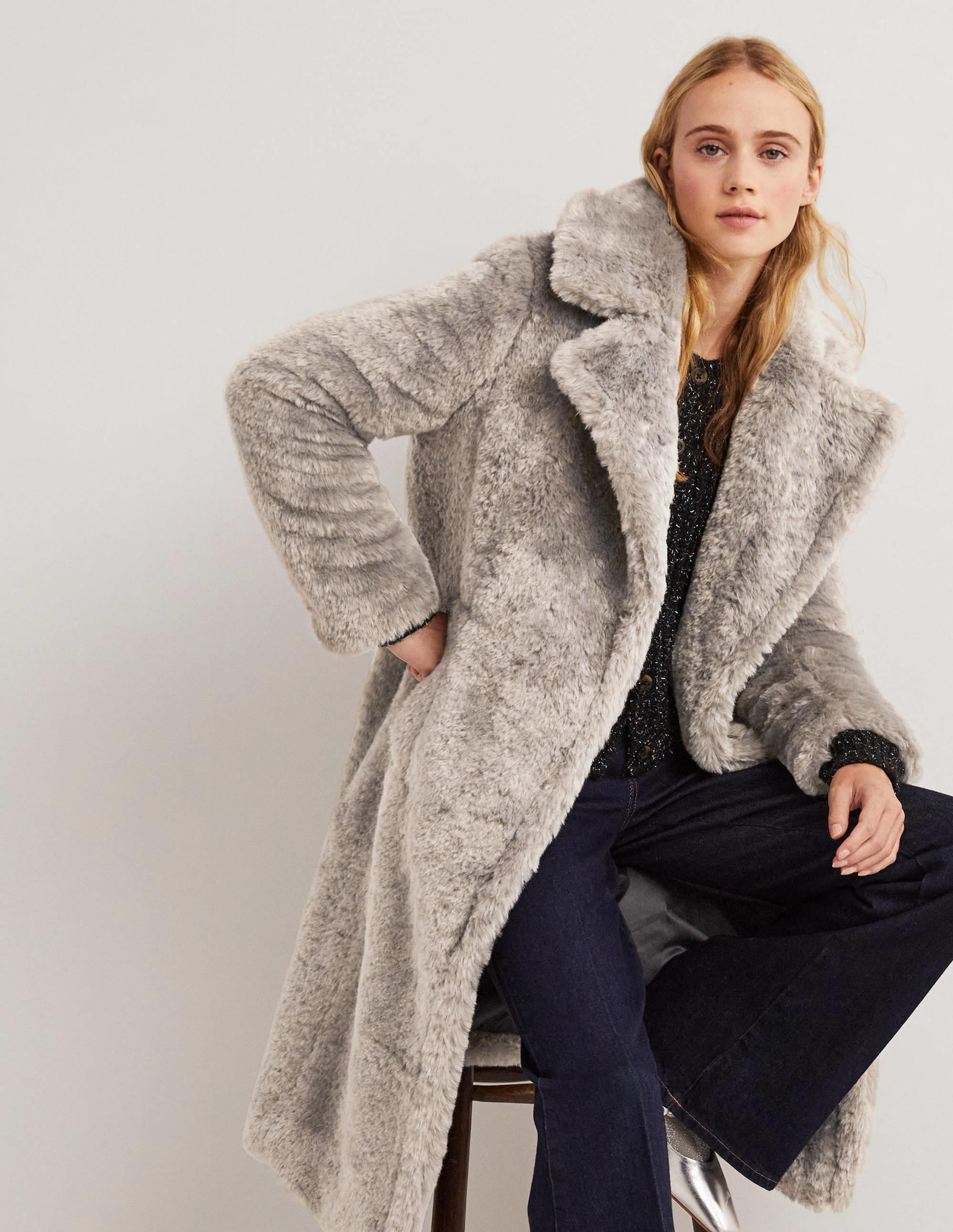 Langer Teddy-Mantel-Anthrazit - Image 4