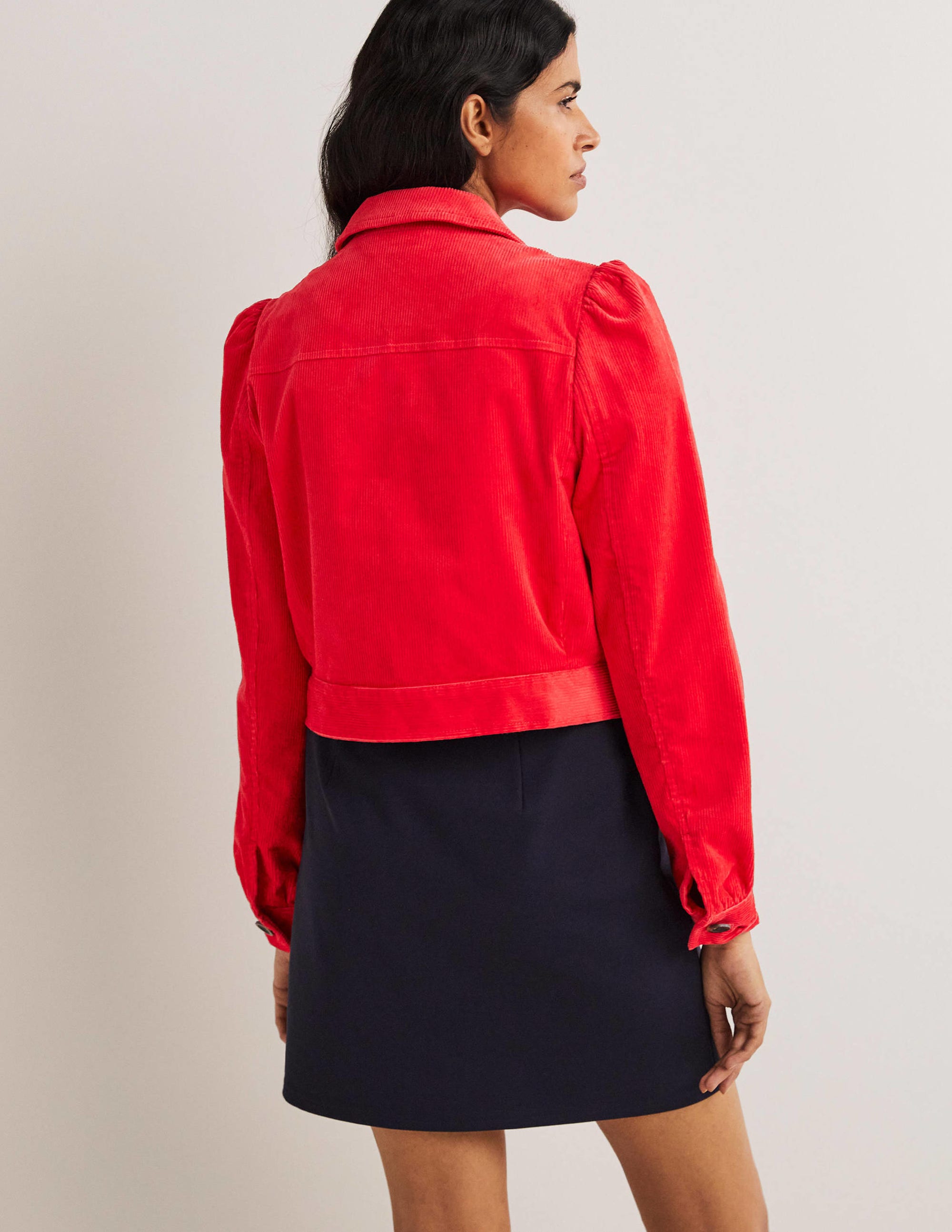 Kurze Cordjacke-Erdbeerkuchenrot - Image 3