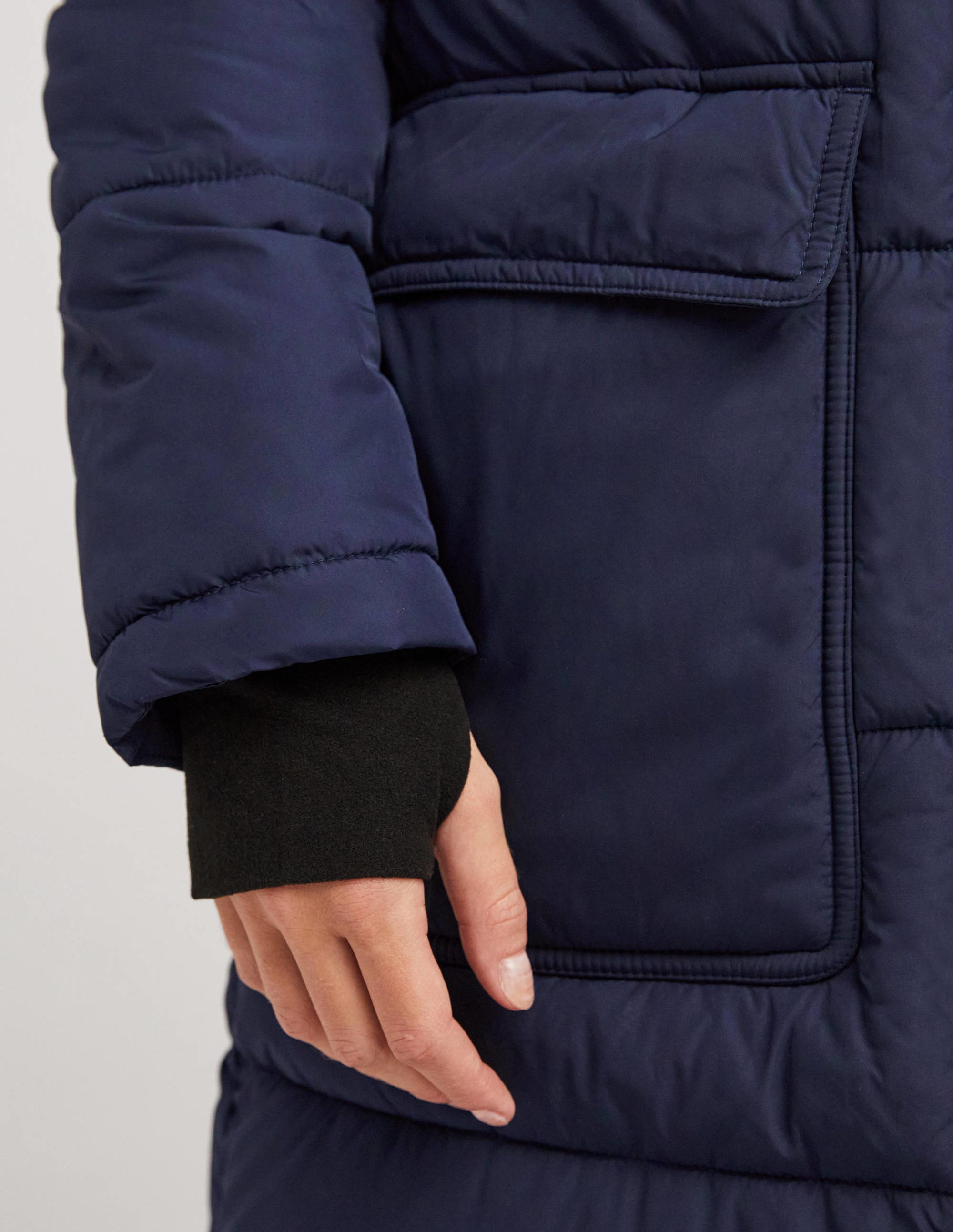 Longline Hooded Puffer Coat-Navy - Image 5