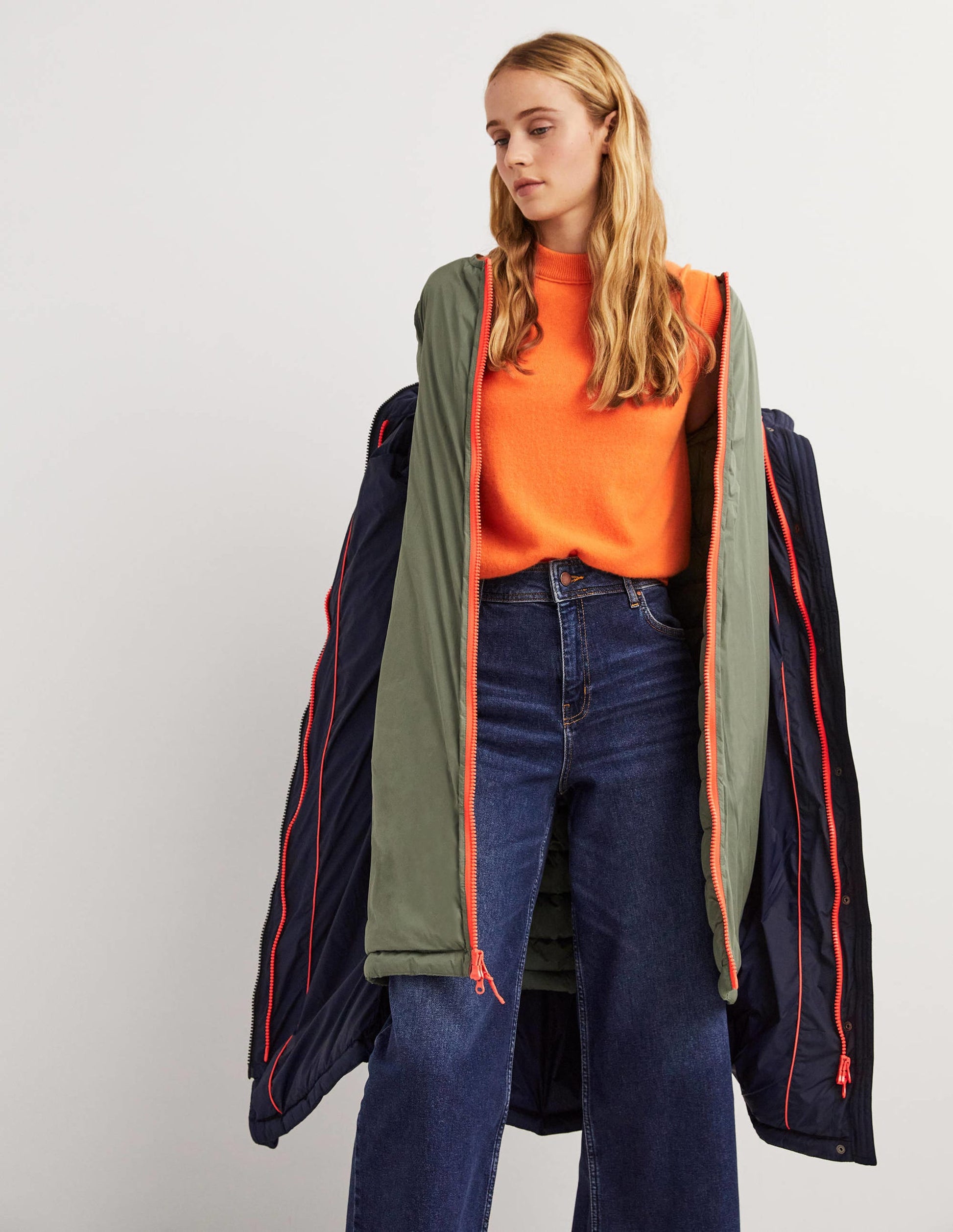 Longline Hooded Puffer Coat-Navy-6