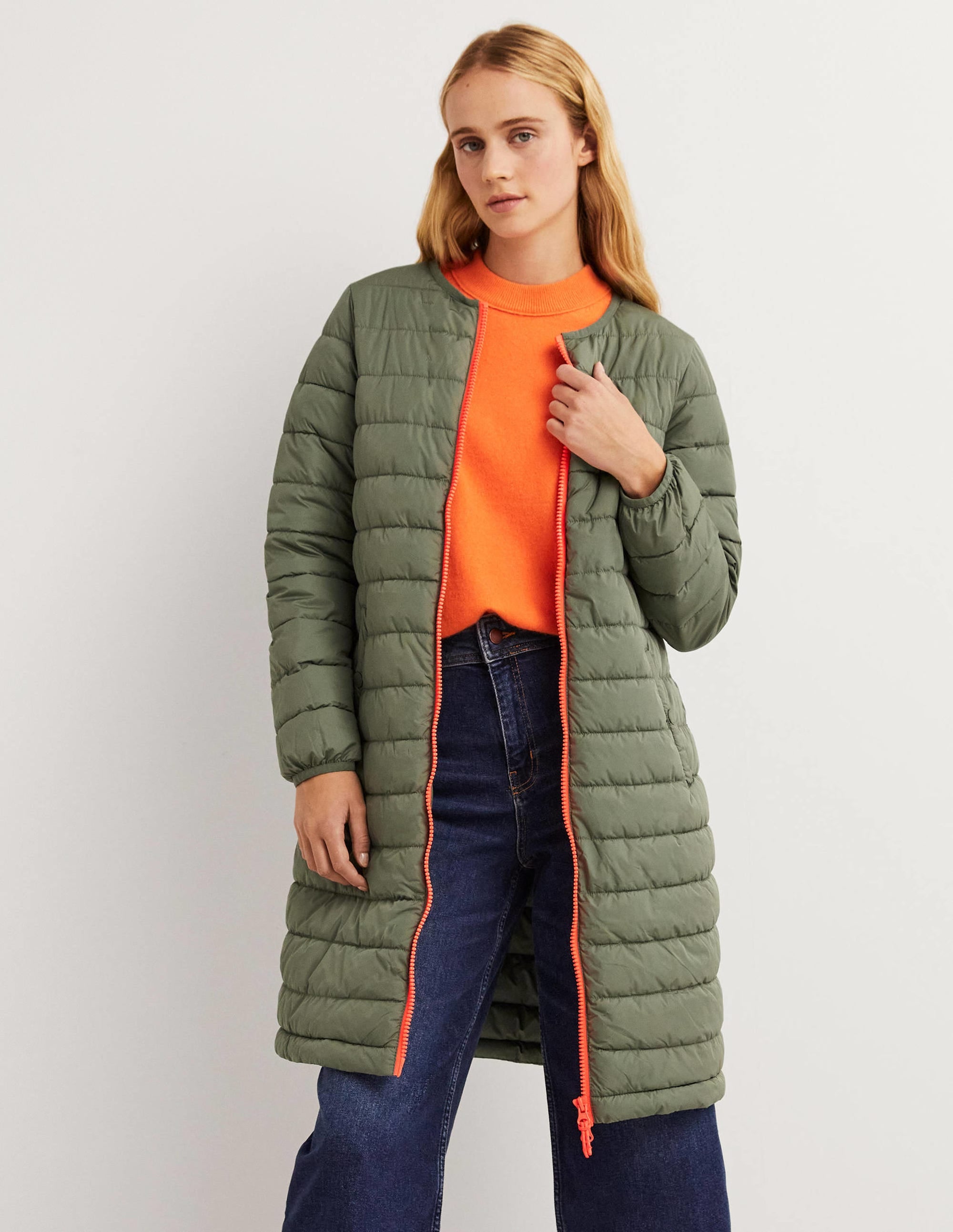 Longline Hooded Puffer Coat-Navy - Image 7
