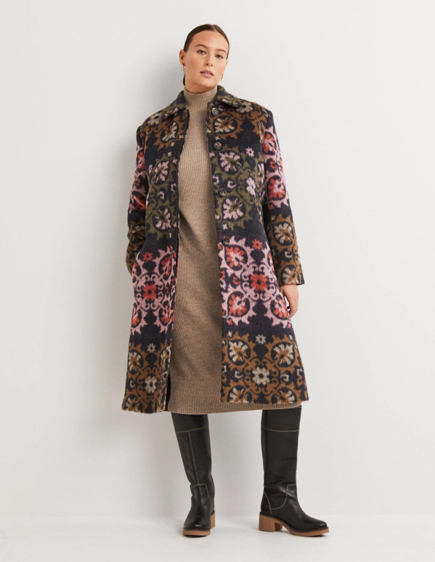 Strukturierter Mantel aus Wolle-Wow-Jacquardmuster
