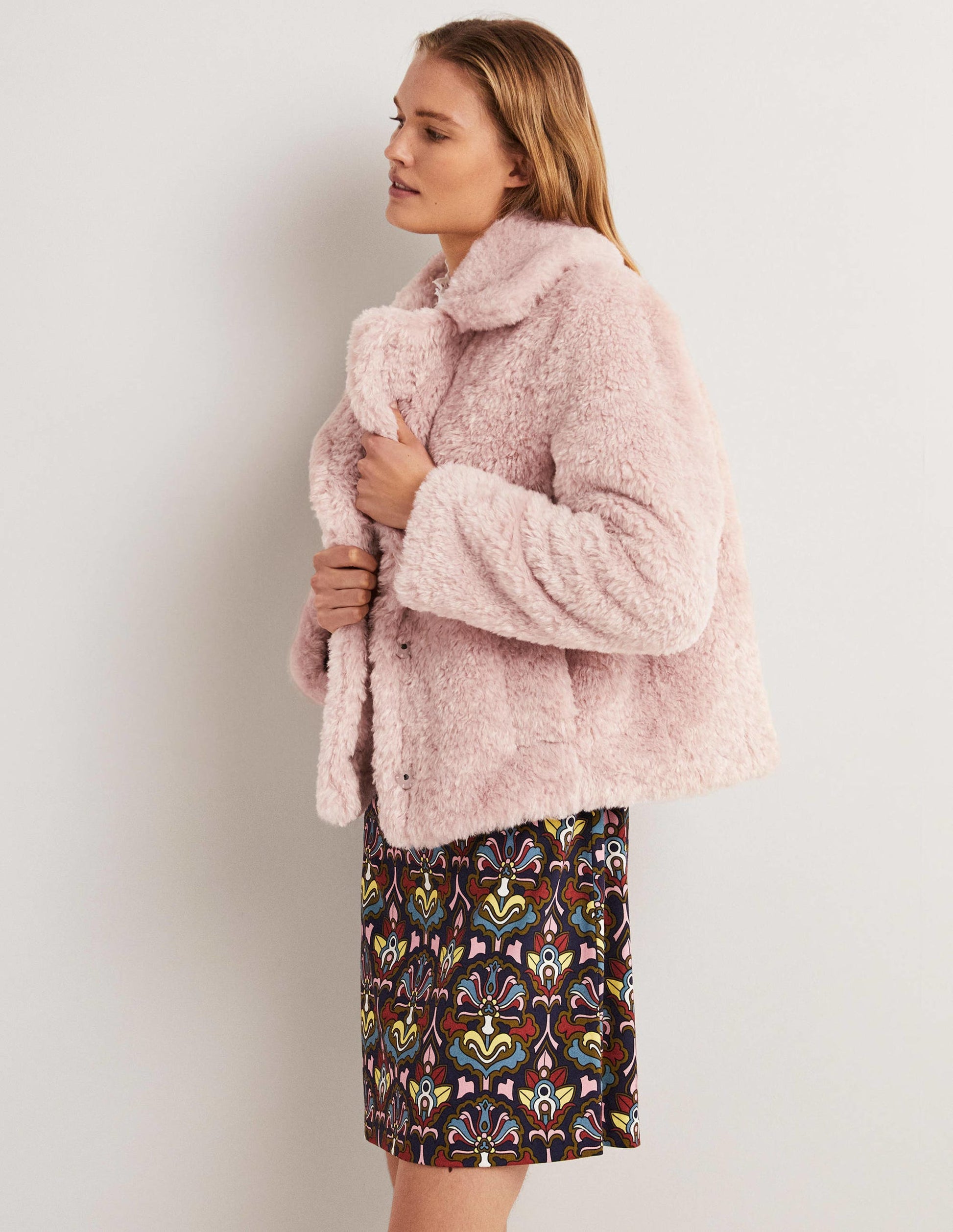 Veste en fausse fourrure-Rose pâle-1