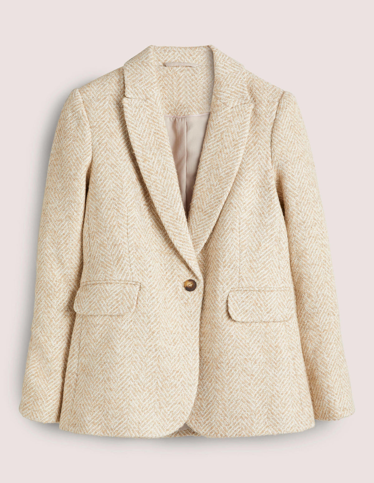 Taillierter Blazer mit Fischgrätmuster-Ecru/Gold, Fischgrätmuster-6
