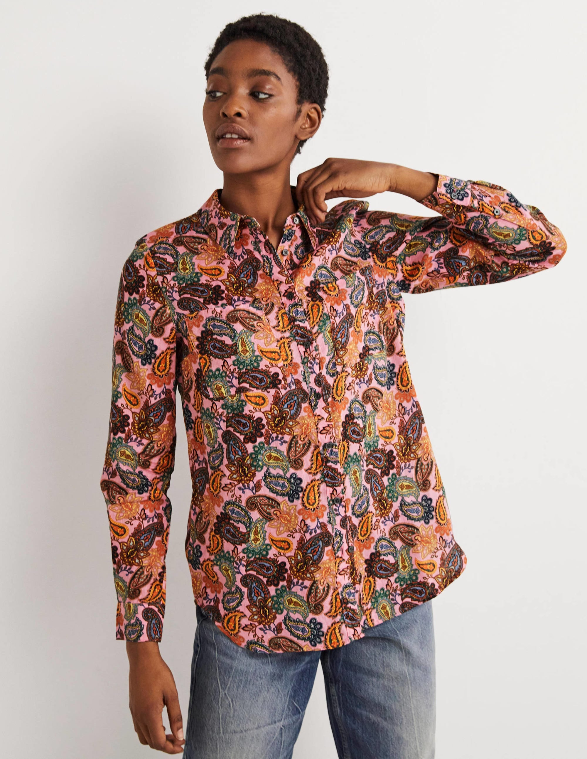 Chemise en lin-Fleur de cerisier, motif Paisley Charm - Image 1