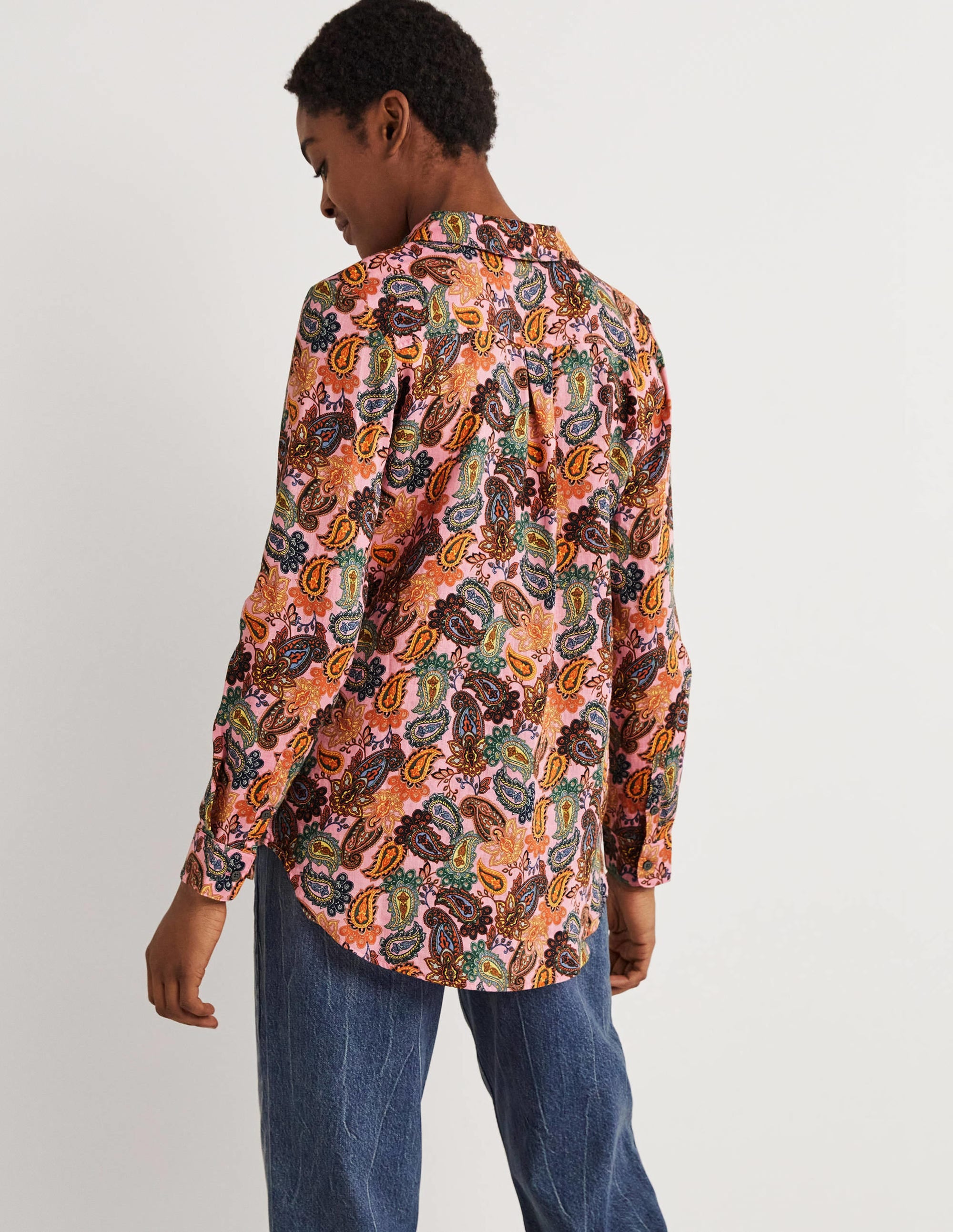 Chemise en lin-Fleur de cerisier, motif Paisley Charm - Image 3