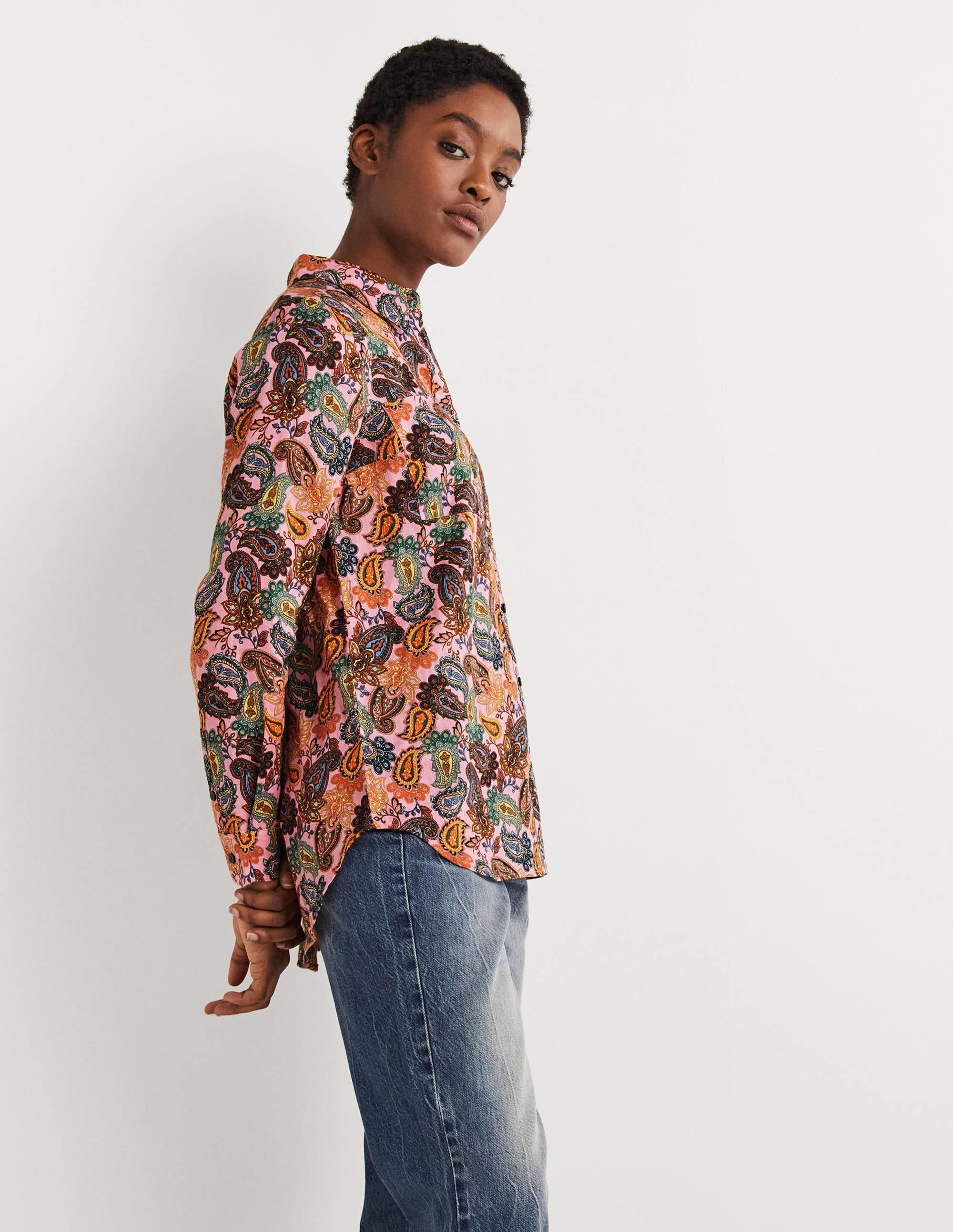 Chemise en lin-Fleur de cerisier, motif Paisley Charm - Image 4