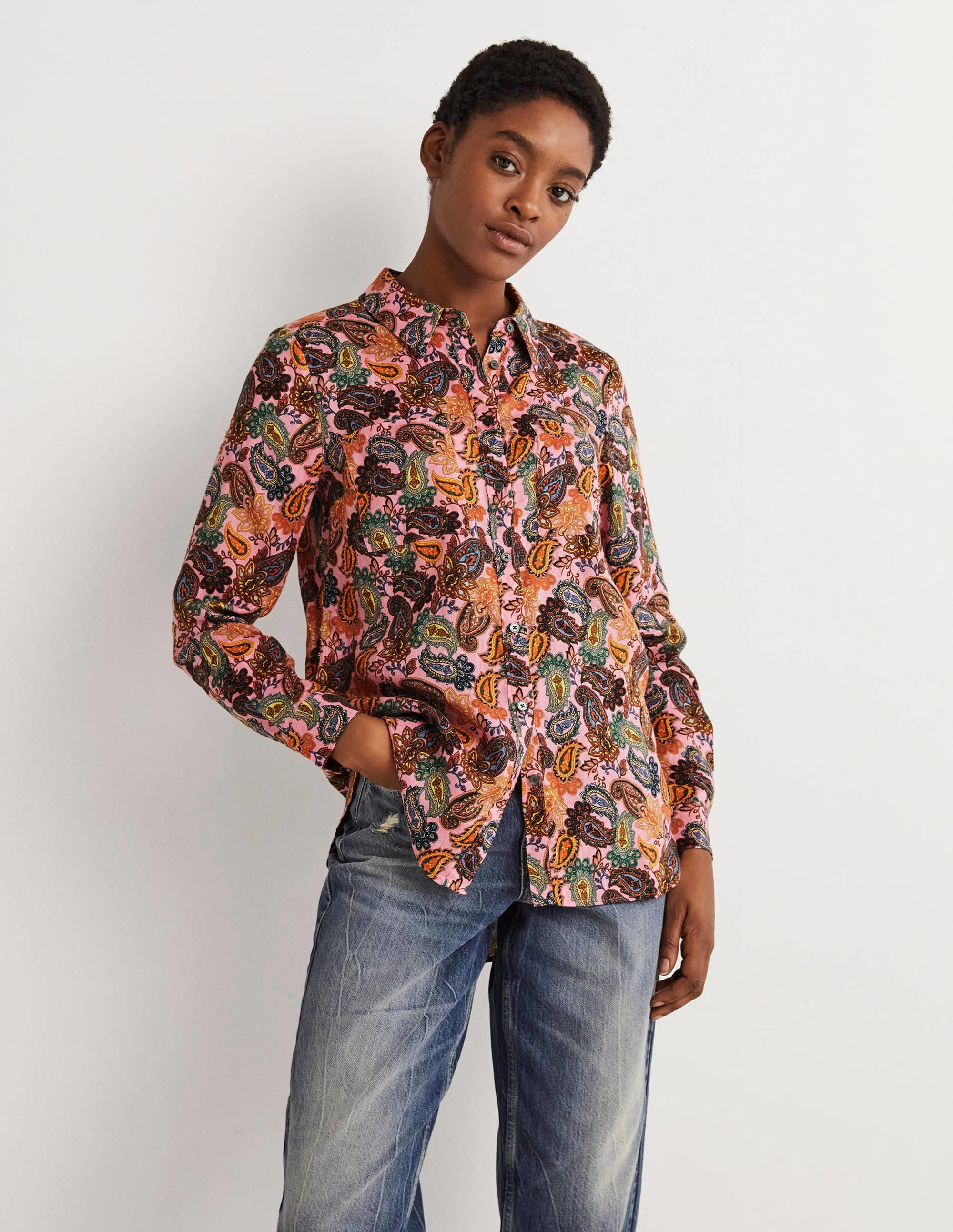 Chemise en lin-Fleur de cerisier, motif Paisley Charm - Image 5