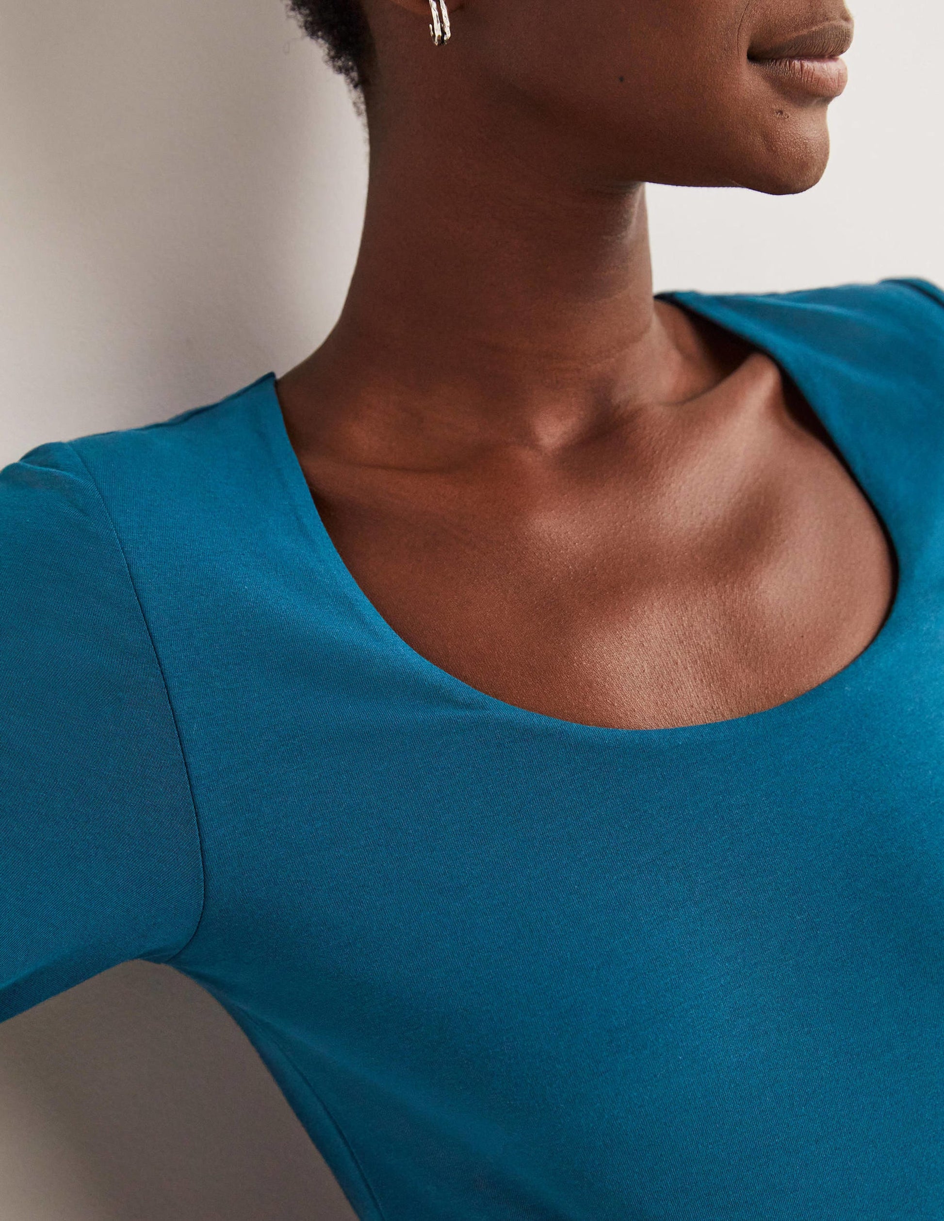 T-shirt à double épaisseur sur le devant-Bleu baltique-2
