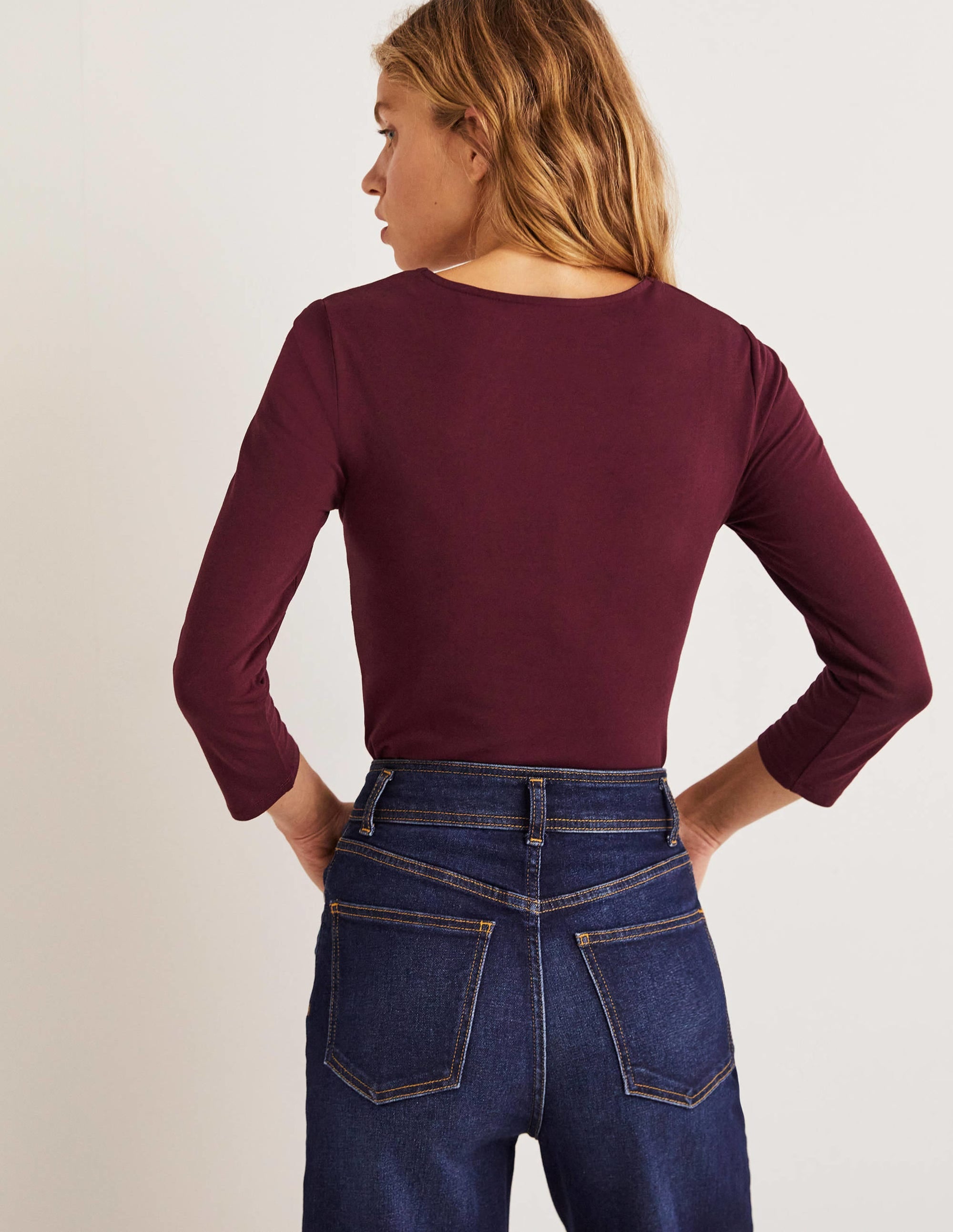 T-shirt à double épaisseur sur le devant-Violet vin chaud - Image 3