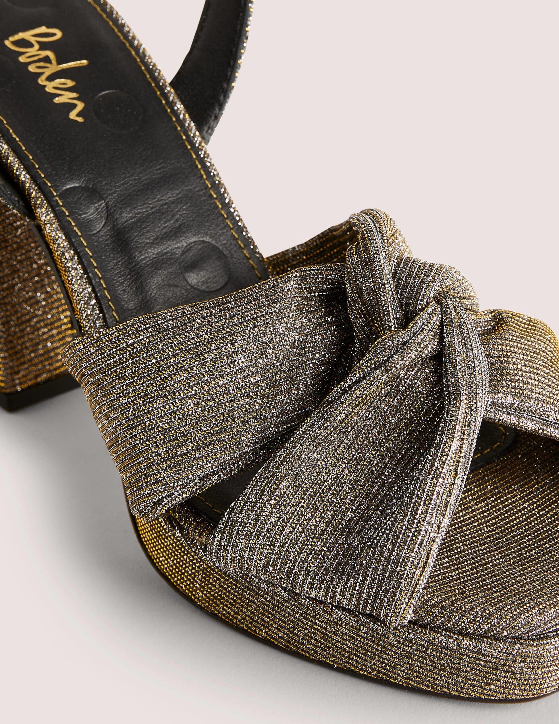 Twist-Front Heeled Platforms-Gold Metallic-4