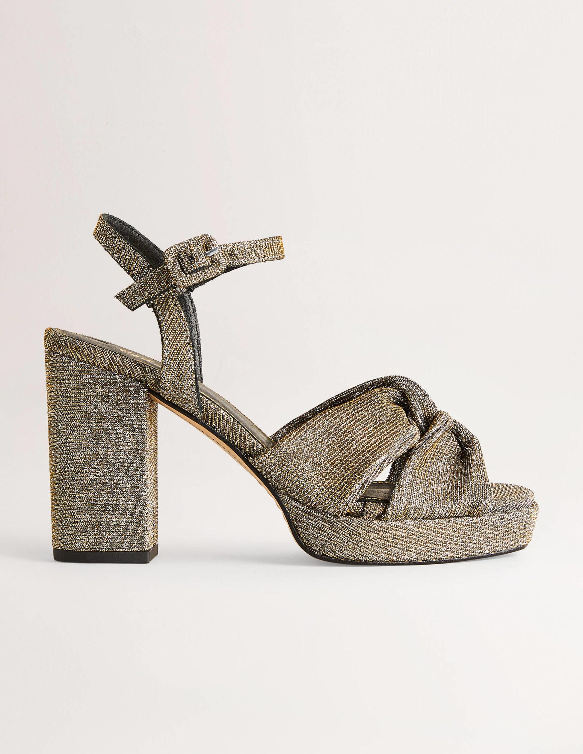 Twist-Front Heeled Platforms-Gold Metallic-2