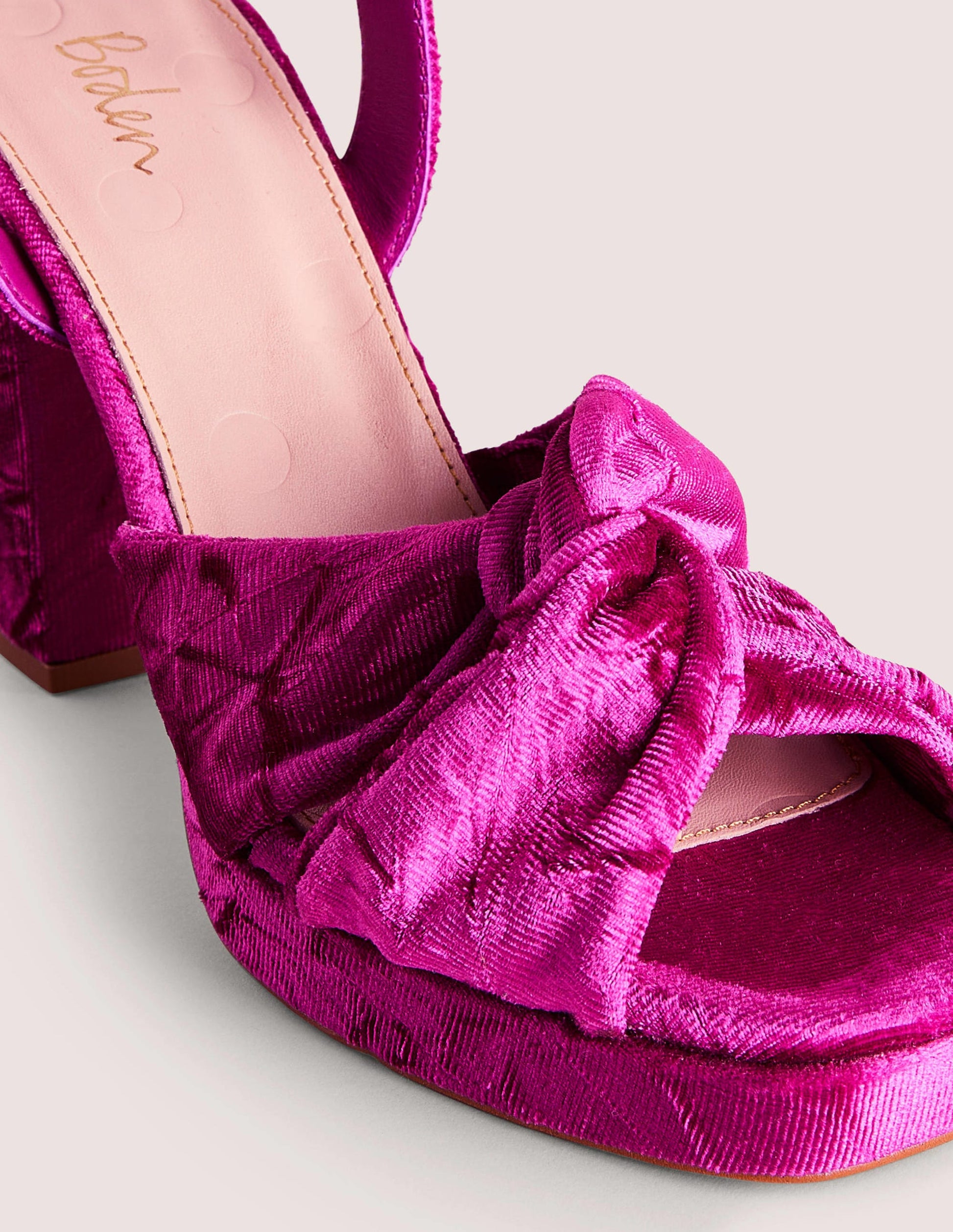 Chaussures compensées avec devant torsadé-Velours rose frappé-3