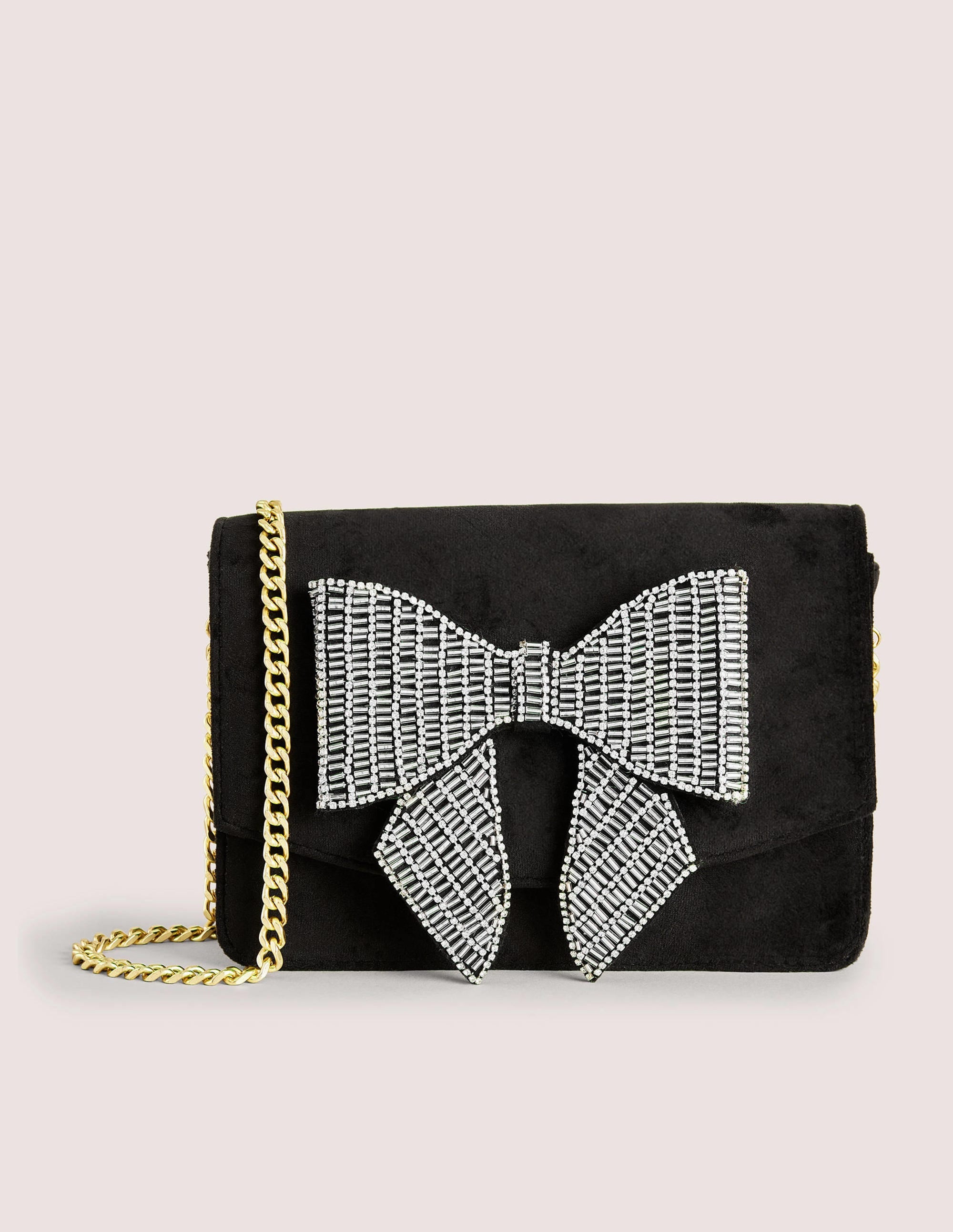 Sac ornementé en velours-Nœud noir - Image 1