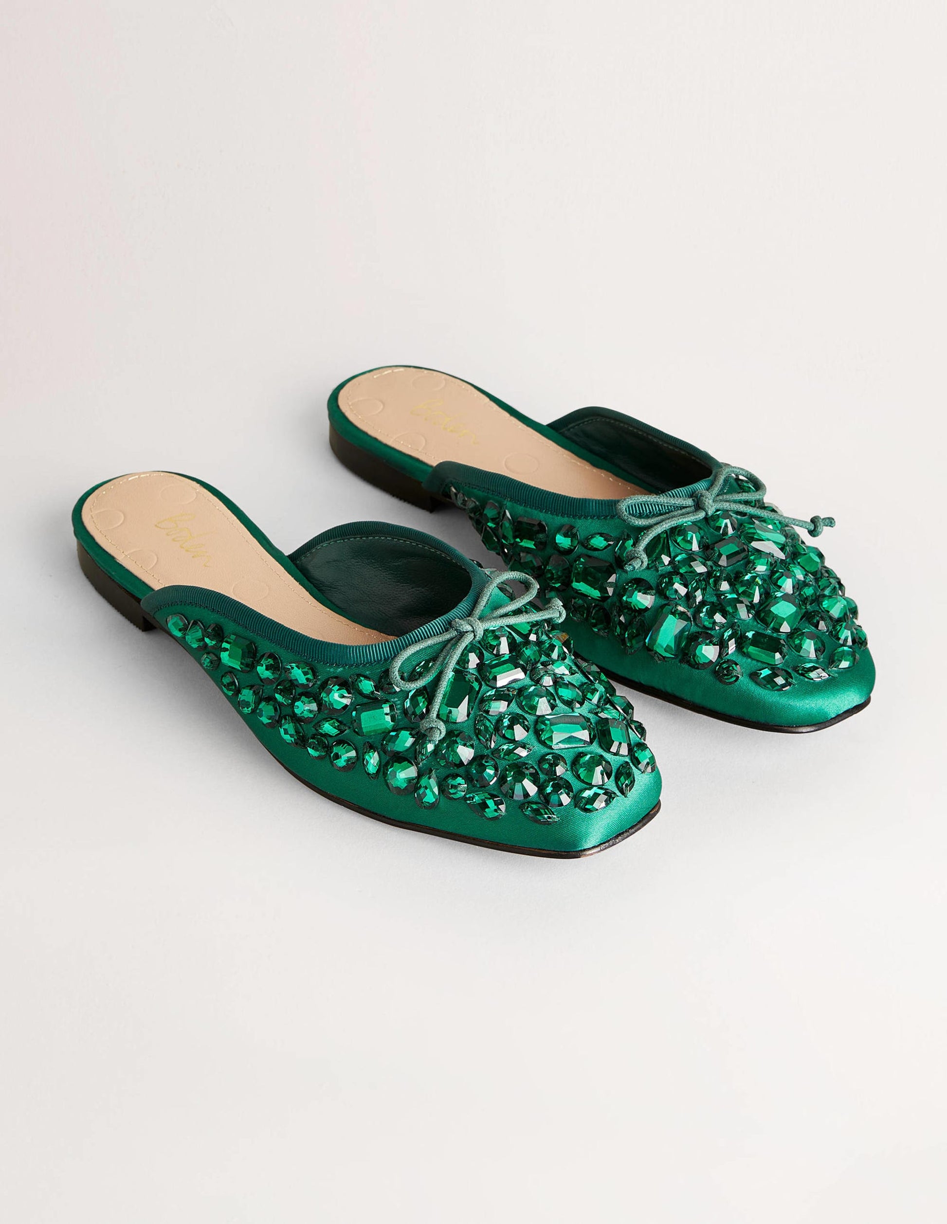 Mules plates ornementées-Vert chasseur-2