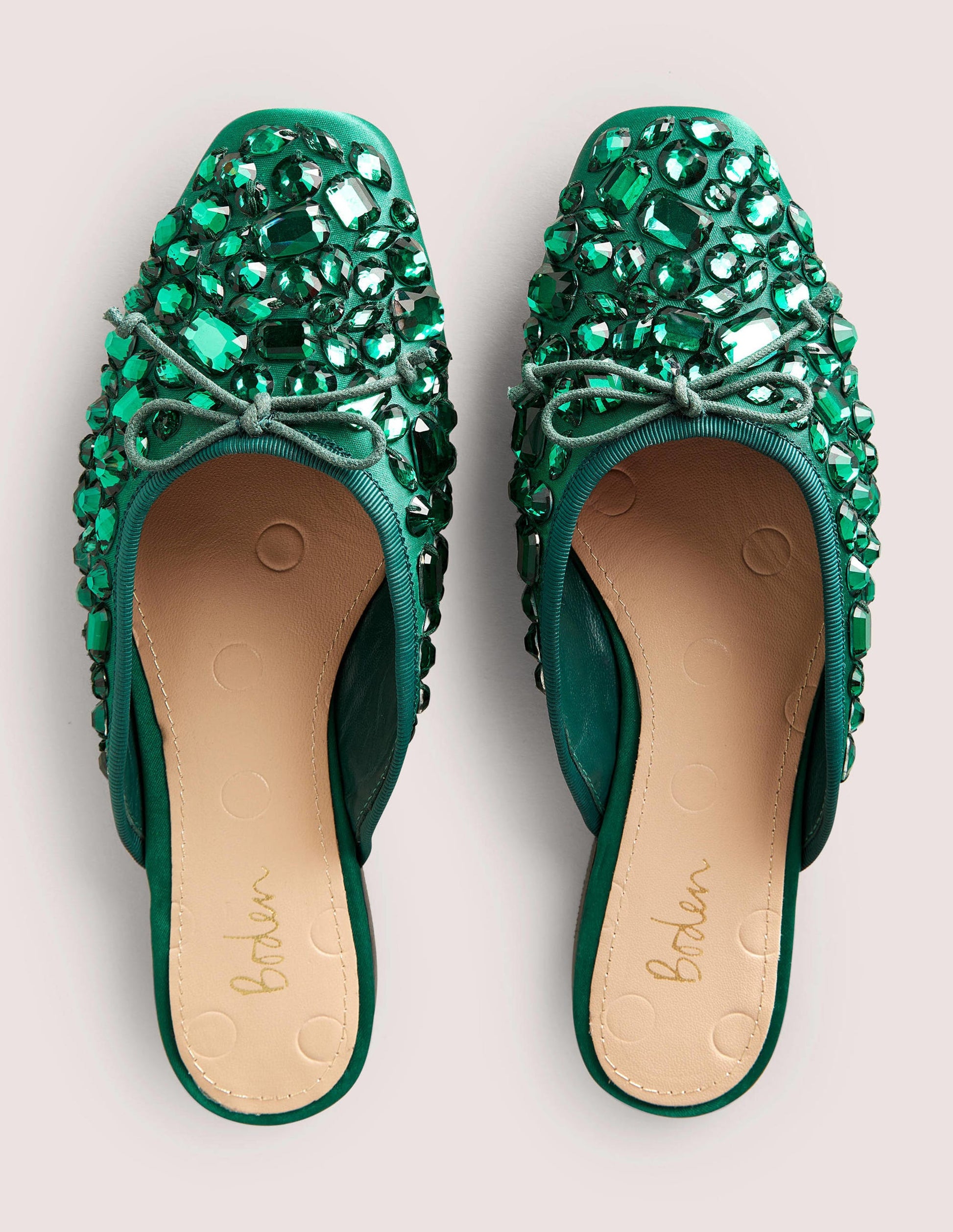 Mules plates ornementées-Vert chasseur-4