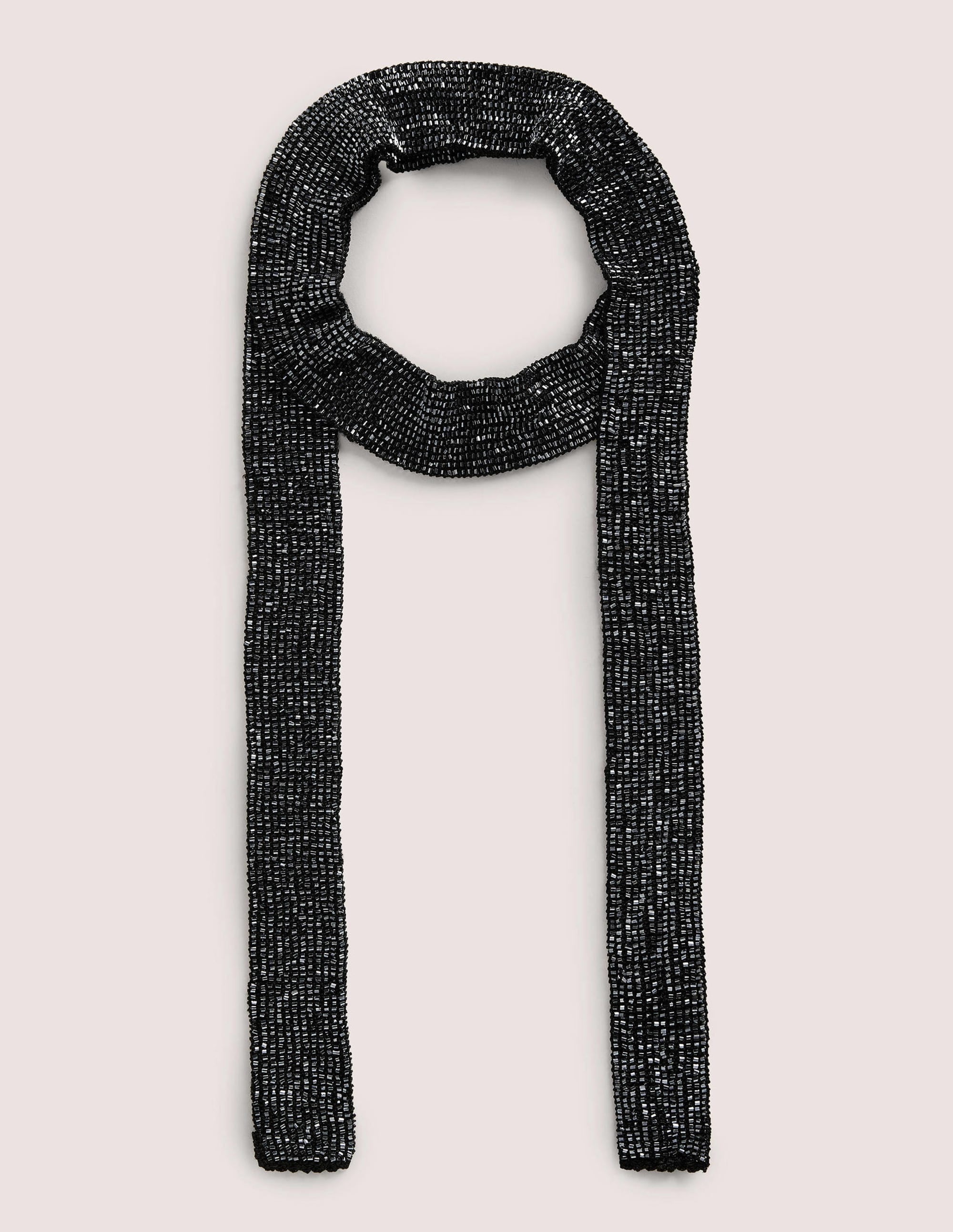 Schmaler Schal mit Perlen-Schwarz - Image 1